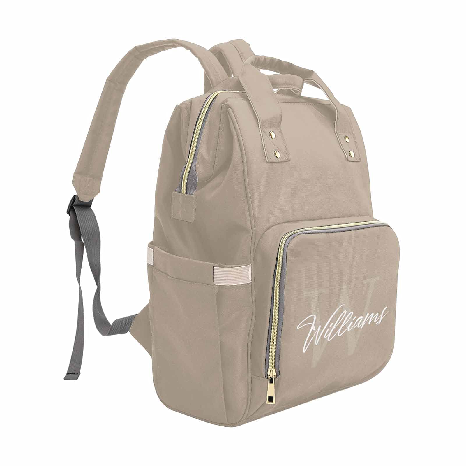 Personalized Monogram Diaper Bag - Beige Travel Shoulder Bag for Moms, Baby Essentials Organizer, Perfect for Daycare, Outings & Travel