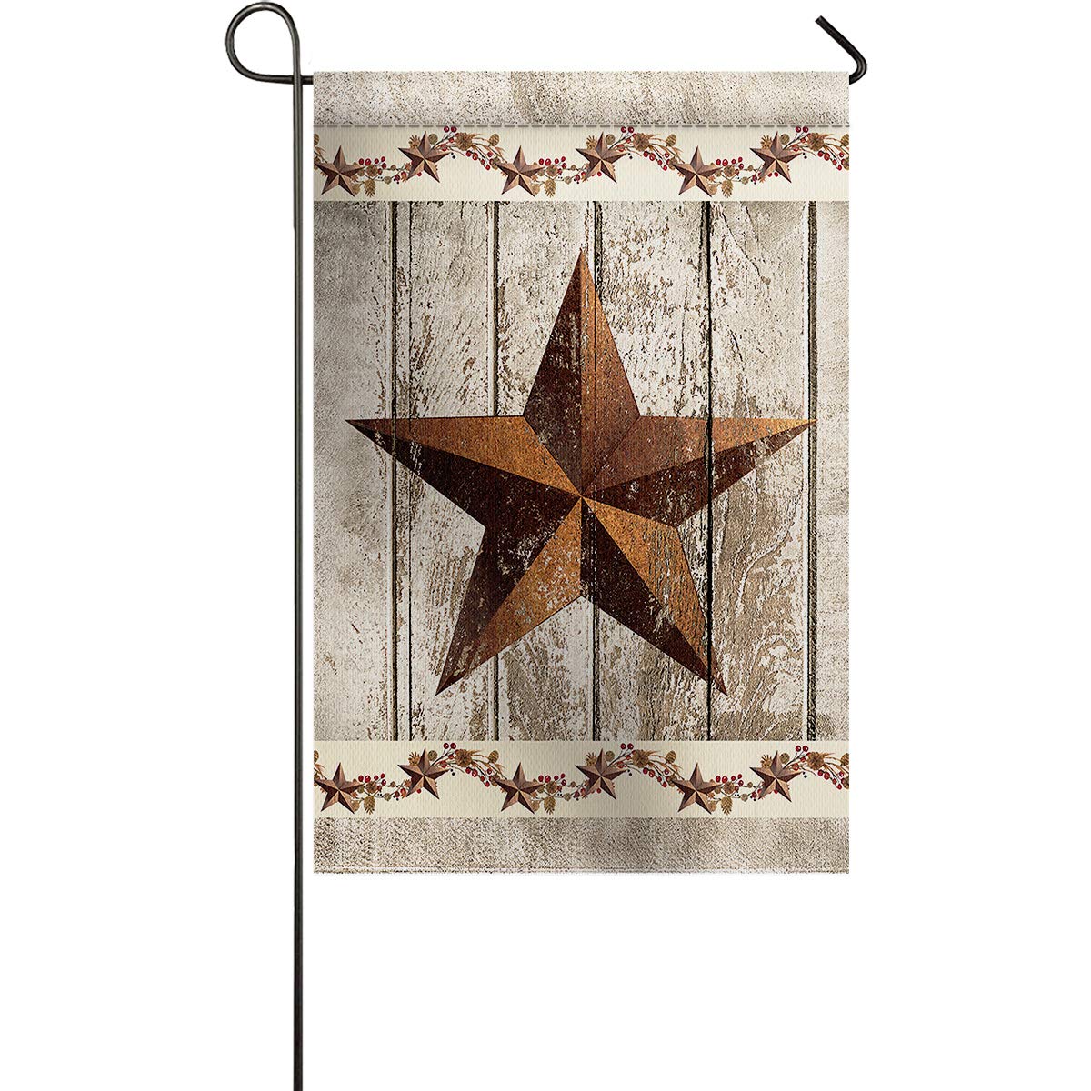 Premium Mini Western Texas Star Rustic Wood Farm Pattern Welcome Garden Flag - Weather Resistant & Double Stitched Burlap Yard Decor (28x40 Inch) for Outdoor Patio, Lawn, Farmhouse & Front Porch Decoration