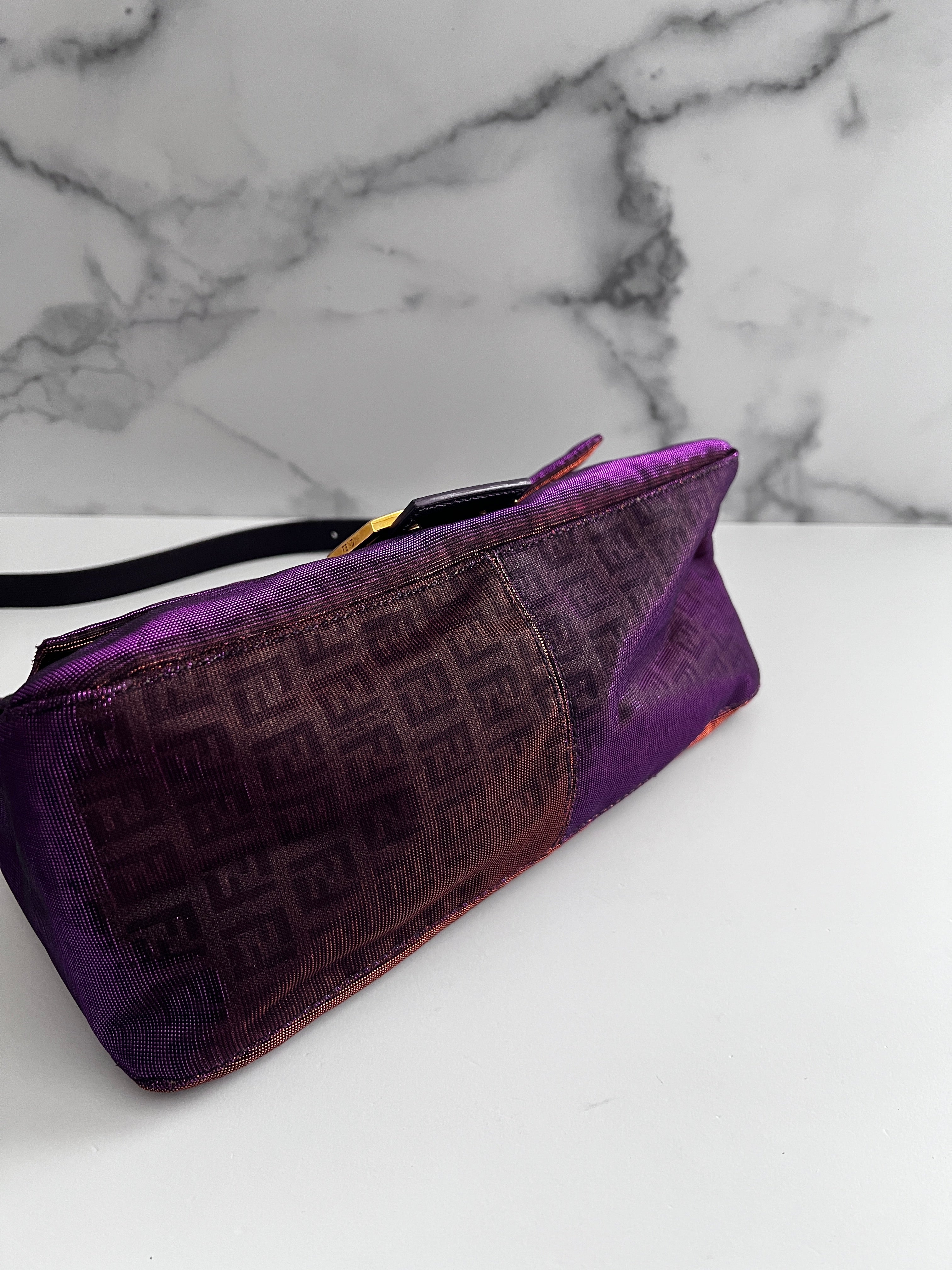 Fendi Purple Zucchino Mamma Baguette Bag - Luxury Designer Handbag for Women | Perfect for Evening Parties, Date Nights & Special Occasions