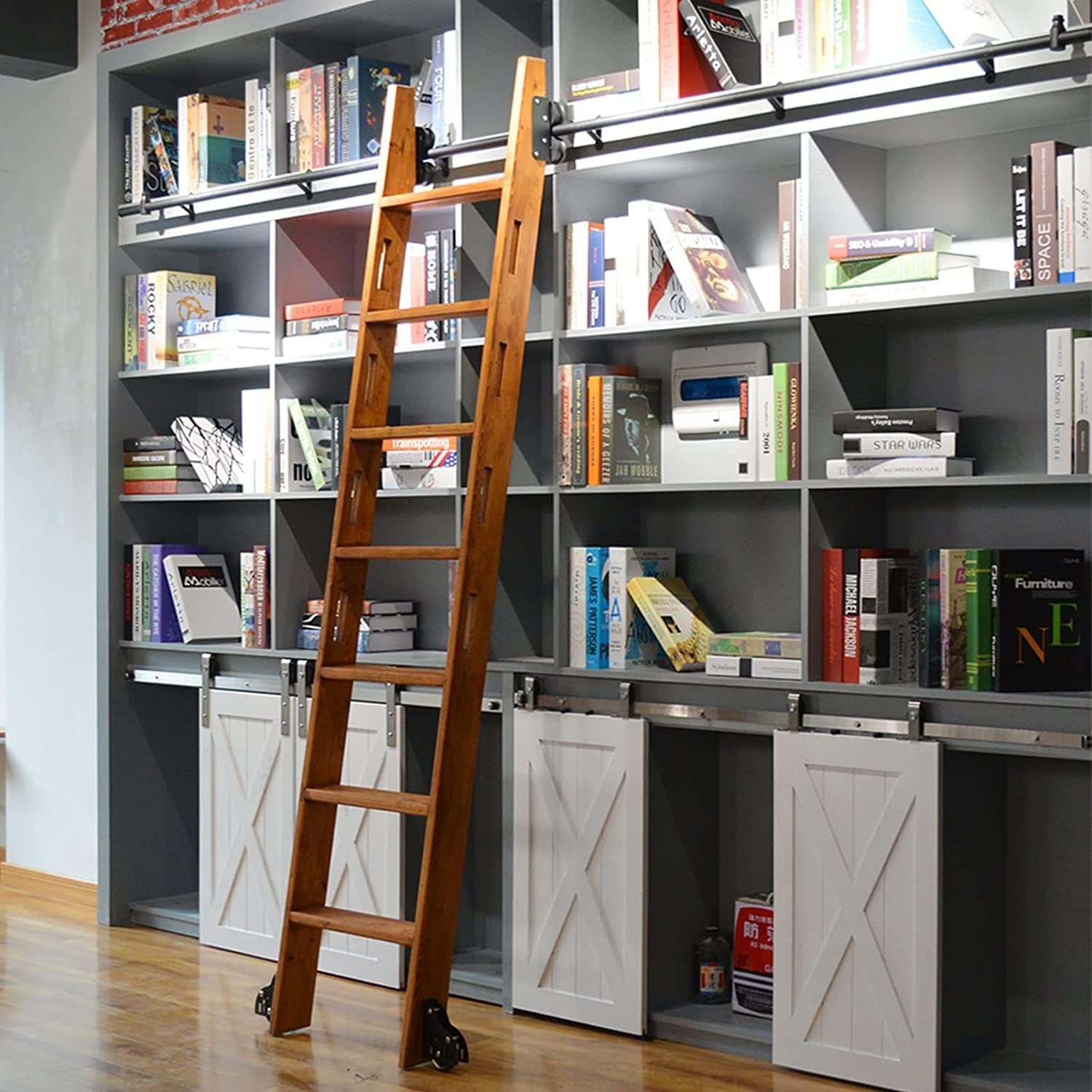 3.3ft to 20ft Rolling Ladder Hardware Kit - Sliding Library Ladder Rail System (Ladder Not Included) - Perfect for Home Libraries, Lofts, and Warehouse Storage Access
