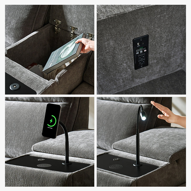 EliteNest Smart Reclining Theater Sofa with Built-in Bluetooth Speakers - Luxury Home Theater Seating for Movie Nights & Gaming Setup