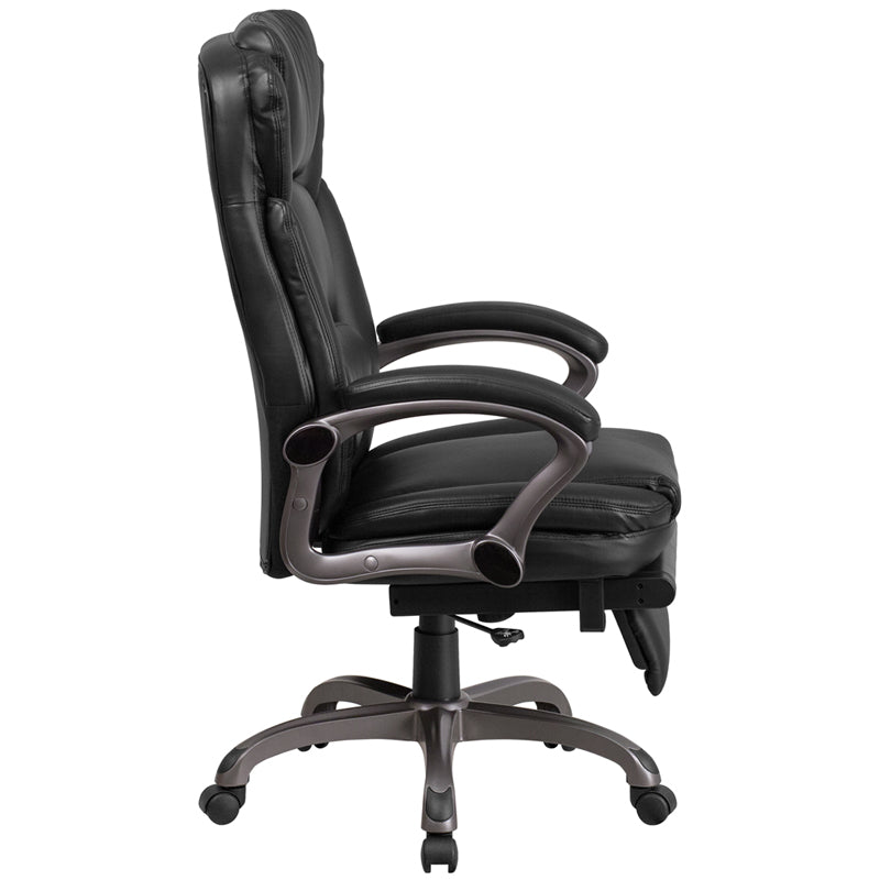 Premium FLASH Martin High Back Executive Office Chair - Black LeatherSoft Ergonomic Swivel Recliner with Lumbar Support & Adjustable Arms - Perfect for Home Office, Gaming & Workspaces