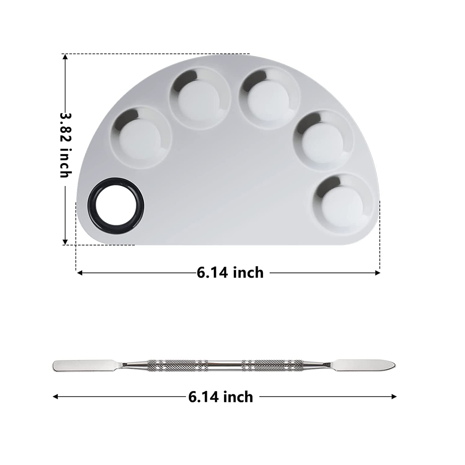 HARSH LOVE Cosmetics 5-Well Stainless Steel Makeup Palette with Spatula - Professional Mixing Tray for Foundation, Lipstick, Eyeshadow, Lash Glue & Nail Art - Perfect for Makeup Artists & Beauty Enthusiasts at Home or Salon