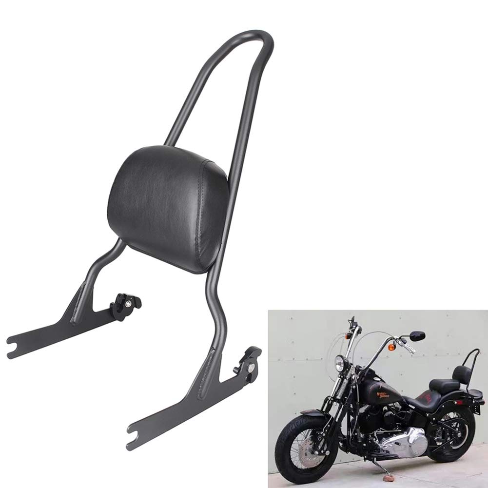 Premium Sissy Bar Backrest Pad for Harley Softail Models (2006-2018) & Fat Boy/Fat Boy Lo (2007-2018) - Comfortable Passenger Seat Cushion - Black - Perfect for Long Rides & Touring