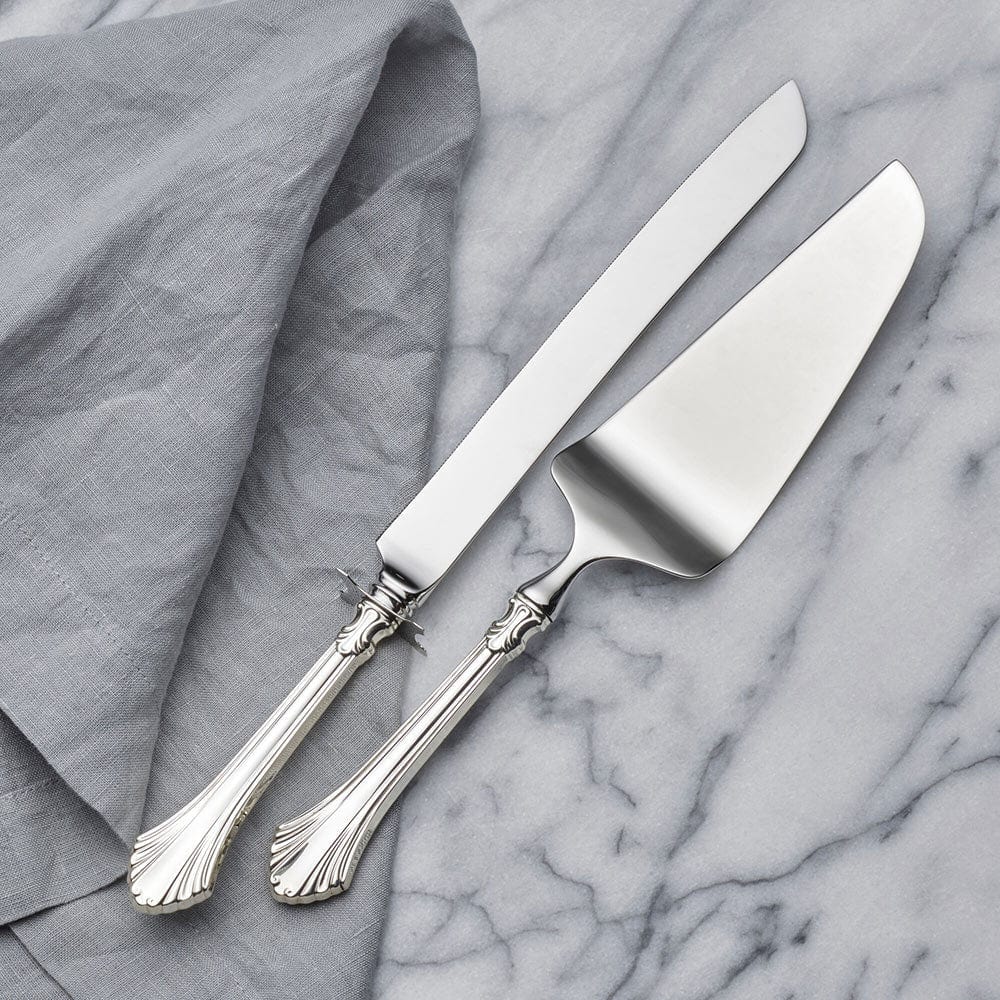 French Regency Sterling Silver Wedding Cake Knife and Server Set - Elegant Bridal Shower Gift for Wedding, Anniversary & Special Occasions