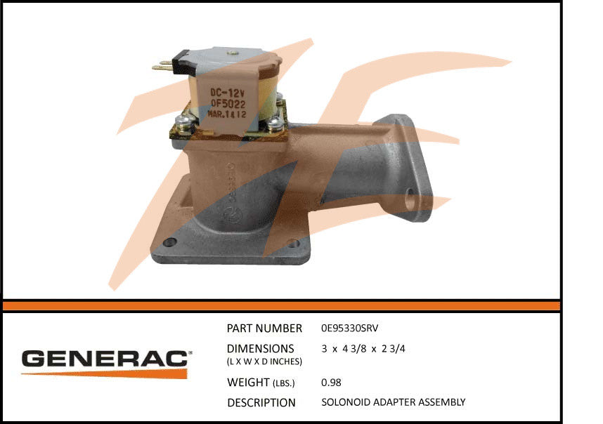 Generac 0E95330SRV Fuel Solenoid Adapter Assembly - Compatible with Generac Generators - Perfect for Generator Repair & Maintenance