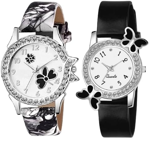 GIFFEMANS Butterfly Dial Analog Watch for Women & Girls - Colorful Multi-Colored Design - Perfect for School, Parties & Everyday Wear