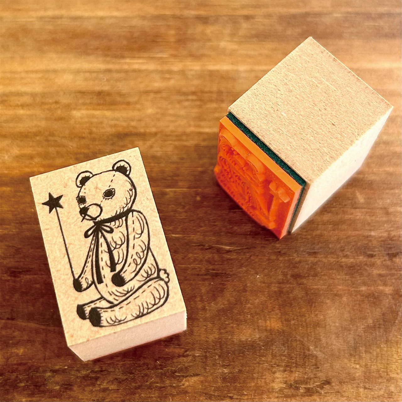Kinotorico Wooden Rubber Stamp - Teddy Bear Design for DIY Scrapbooking, Card Making & Craft Projects