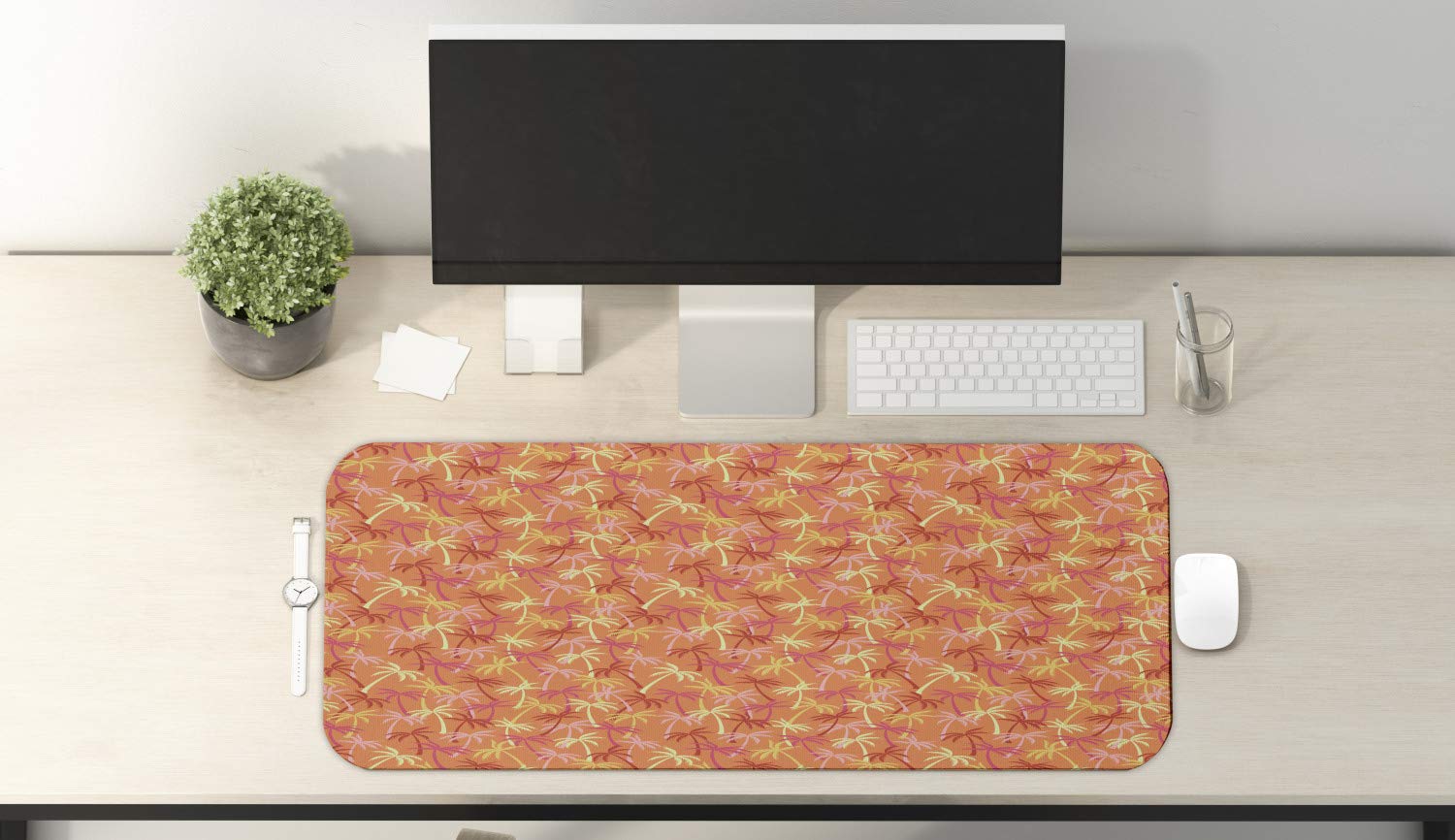 Ambesonne Tropical Computer Mouse Pad with Coconut Palm Trees Design - Non-Slip Rubber Gaming Mousepad (31