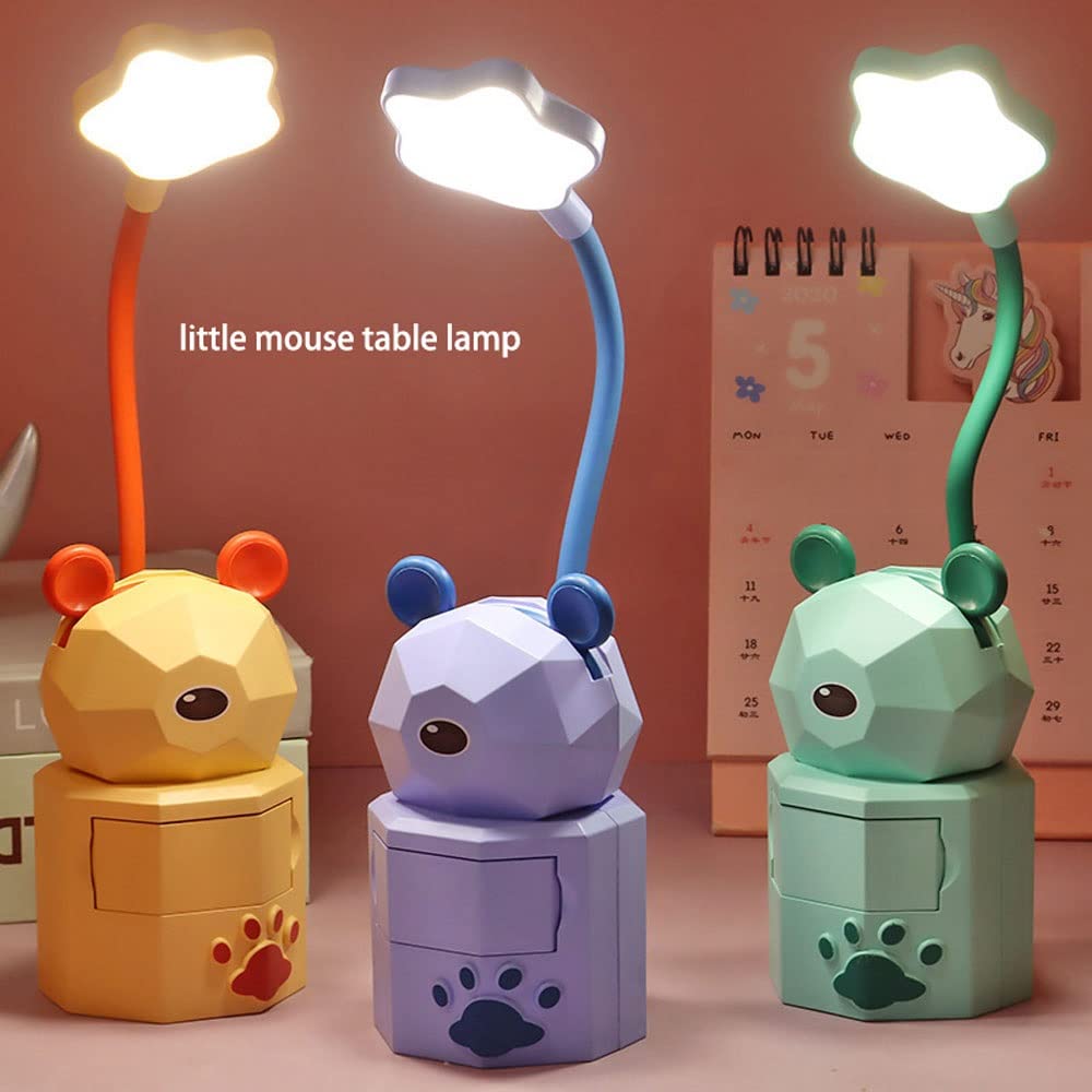 YCLZNB LED Desk Lamp - 2W Energy Saving, ABS Material, Key Switch, 360° Adjustable Head, Compact & Portable for Study, Office, Dorm, Bedroom - Perfect for Reading, Writing & Night Use