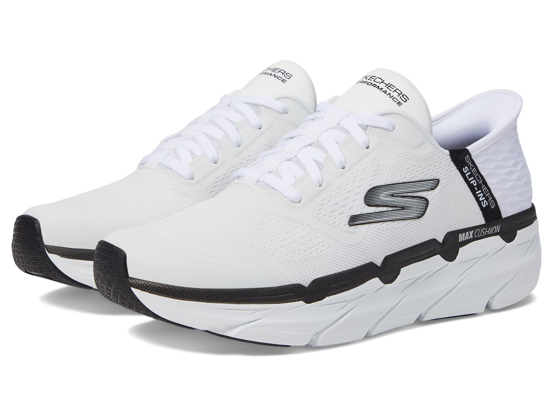 Skechers Men's Max Cushioning Slip-ins - Lightweight Athletic Running Shoes with Memory Foam for Workout, Walking & Gym - Breathable Sneakers in White, Size 10.5 - Perfect for Jogging, Training & Everyday Comfort