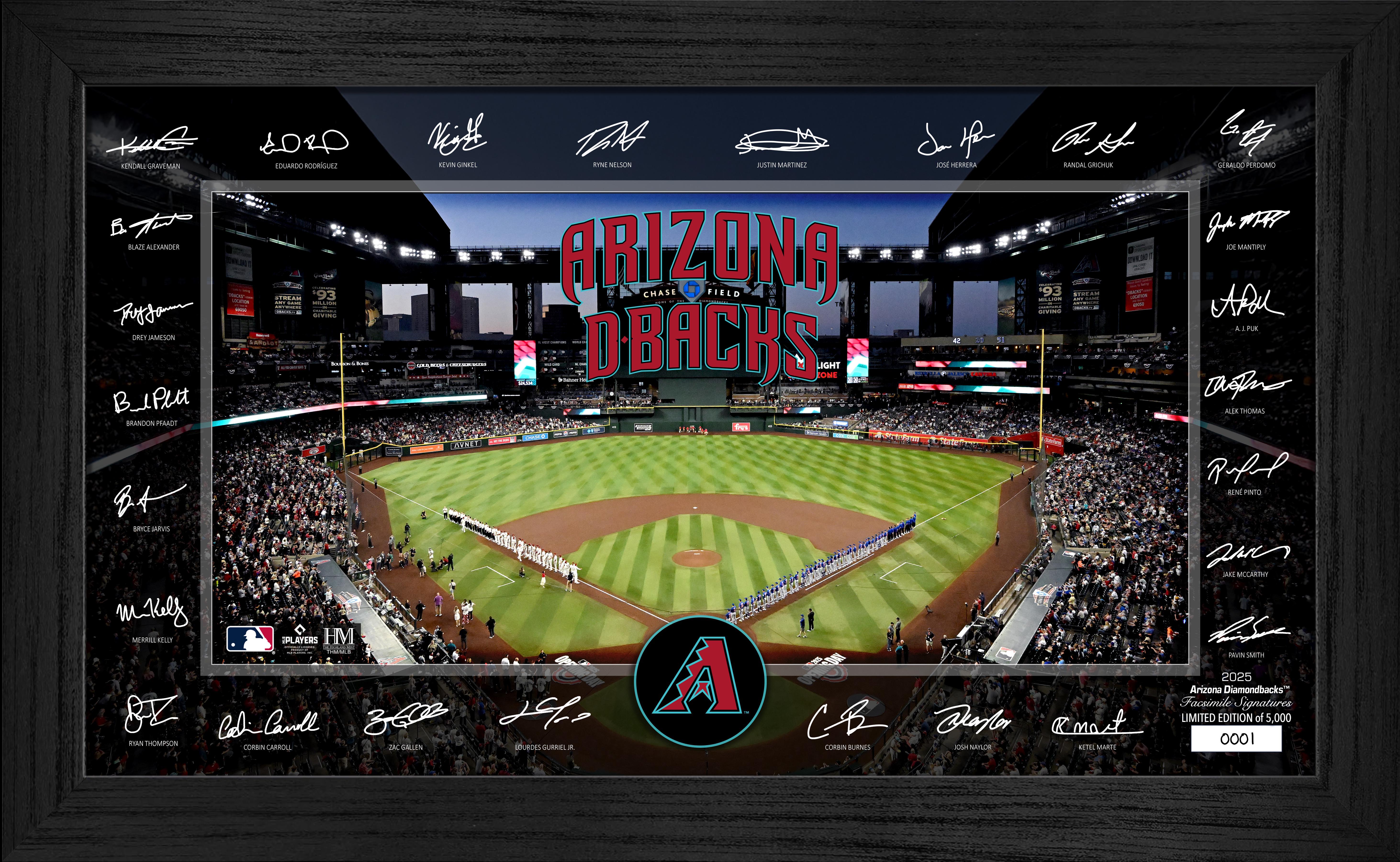 Arizona Diamondbacks 2025 Signature Field Frame - MLB Baseball Display Case for Autographed Memorabilia - Perfect for Home Office, Man Cave, or Sports Fan Gift