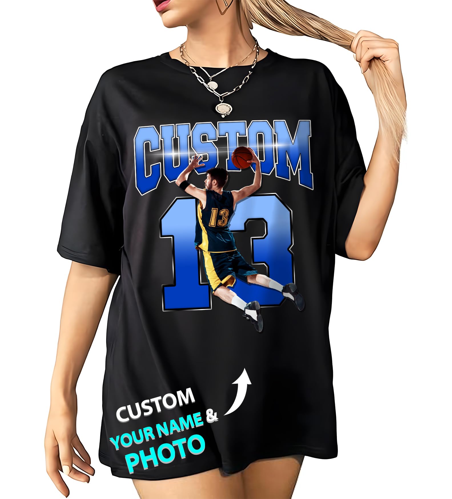 Custom Basketball Shirt - Personalized Photo T-Shirt for Men - Unique Sports Jersey Gift for Boyfriend - Perfect for Basketball Games, Workouts & Casual Wear
