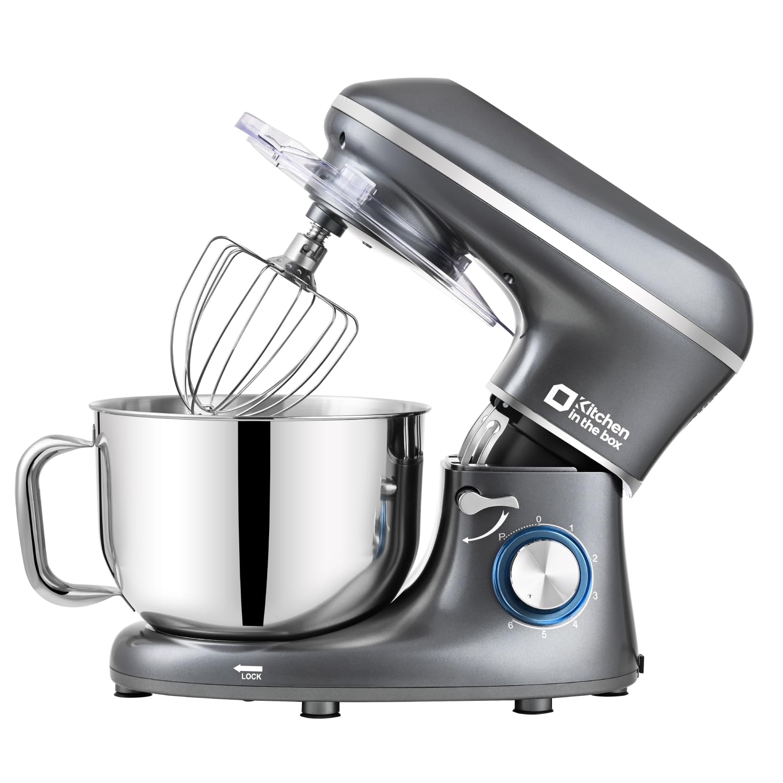 6.5QT 660W Stand Mixer - 6-Speed Tilt-Head Electric Kitchen Mixer with Dough Hook, Wire Whip & Beater | Dishwasher Safe | Perfect for Baking, Cooking & Mixing Dough (Grey)