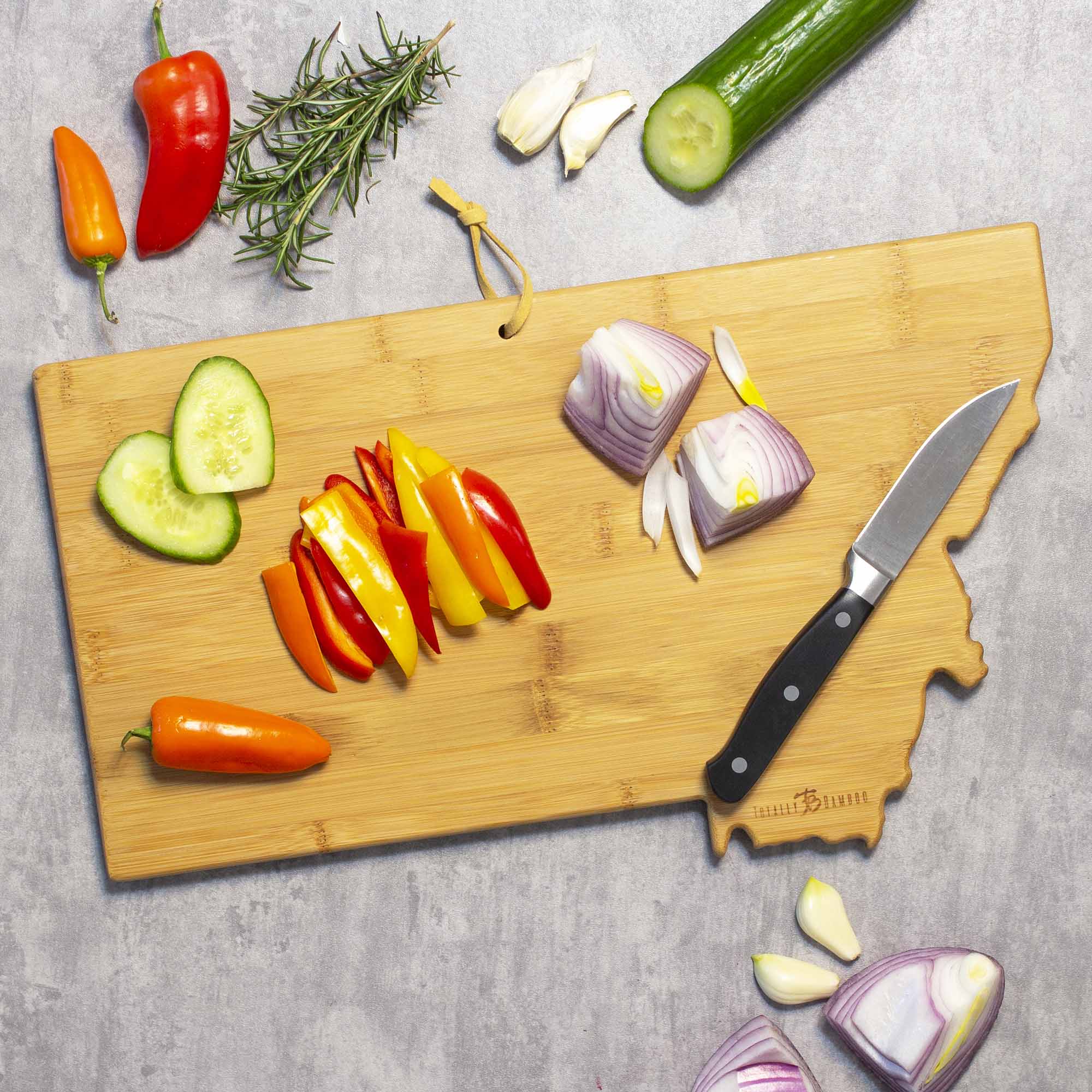Handcrafted Montana Wood Cutting Board with Summer Stokes Artwork – Durable Kitchen Essential for Chopping, Serving & Home Decor
