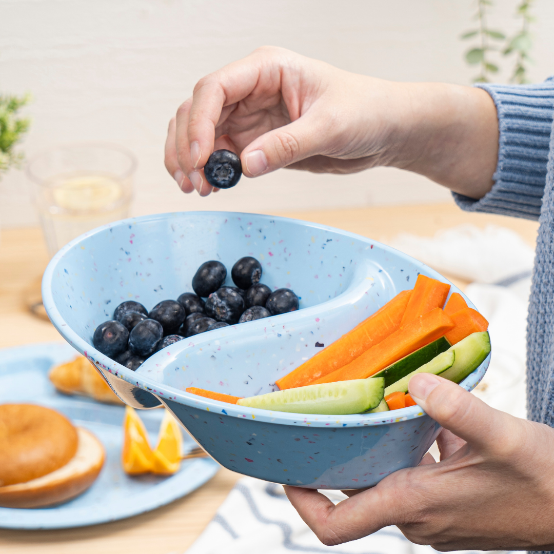 2PC Confetti Divided Serving Dish - Blue Ceramic Appetizer Platter for Parties, Snacks, and Charcuterie | Perfect for Entertaining, Weddings, and Holiday Gatherings