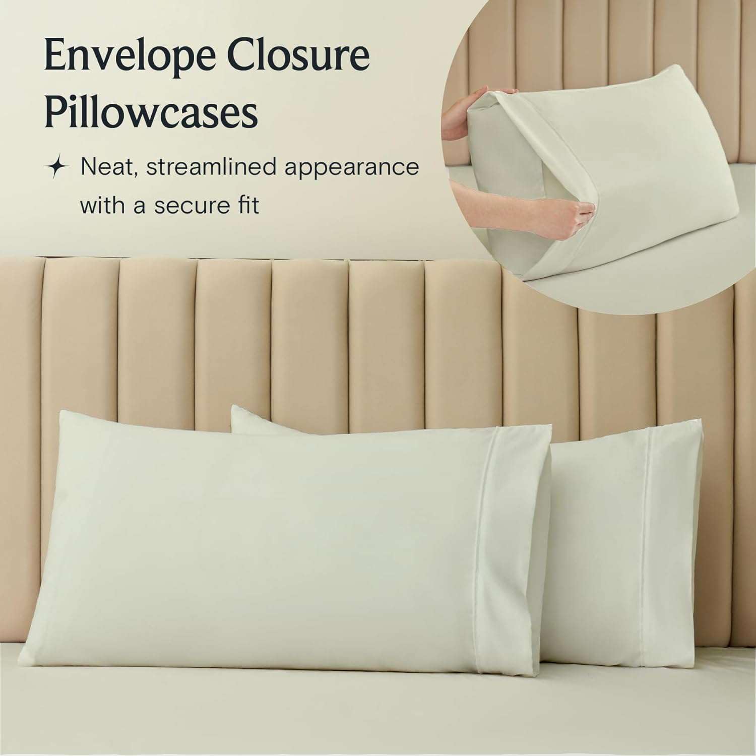 California King Size Bed Sheets Set - 4 Piece 400 Thread Count Cotton Sheets with 16 Inch Deep Pocket, Easy Care, Breathable & Soft (Ivory) for Luxurious Sleep & Hotel-Style Bedroom Decor