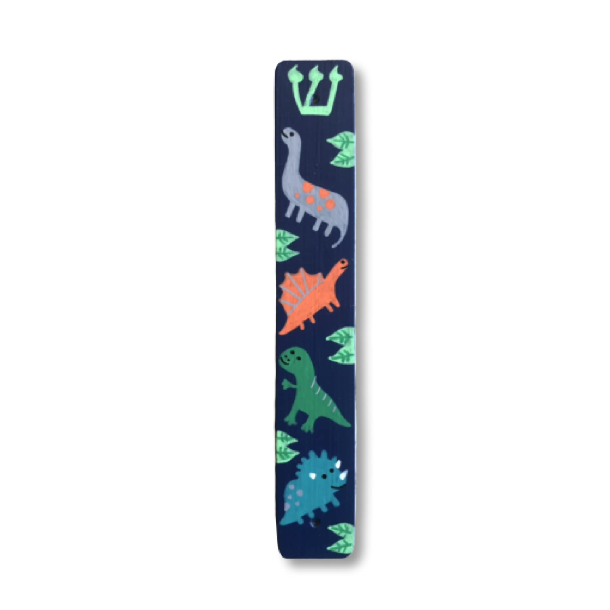Dinosaur Mezuzah Scroll Case for Kids - Navy Blue Jewish Gift with Kosher Scroll Included | Perfect for Children's Rooms, Bar/Bat Mitzvah & Birthday Presents
