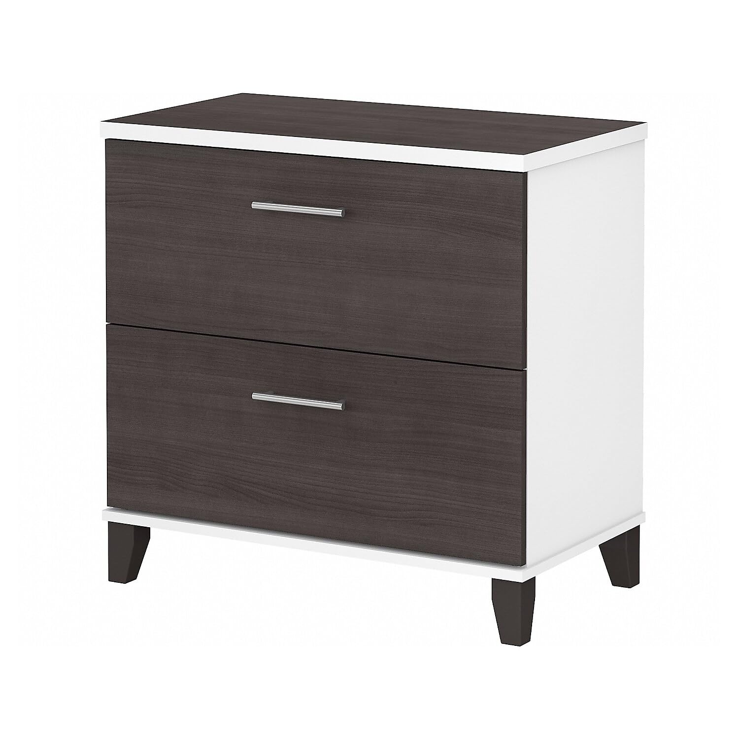 Bush Furniture 2 Drawer Lateral File Cabinet - Letter & Legal Size Document Storage for Home Office or Professional Workspace - Somerset Collection in White & Storm Gray - Perfect for Organizing Files, Contracts and Office Supplies
