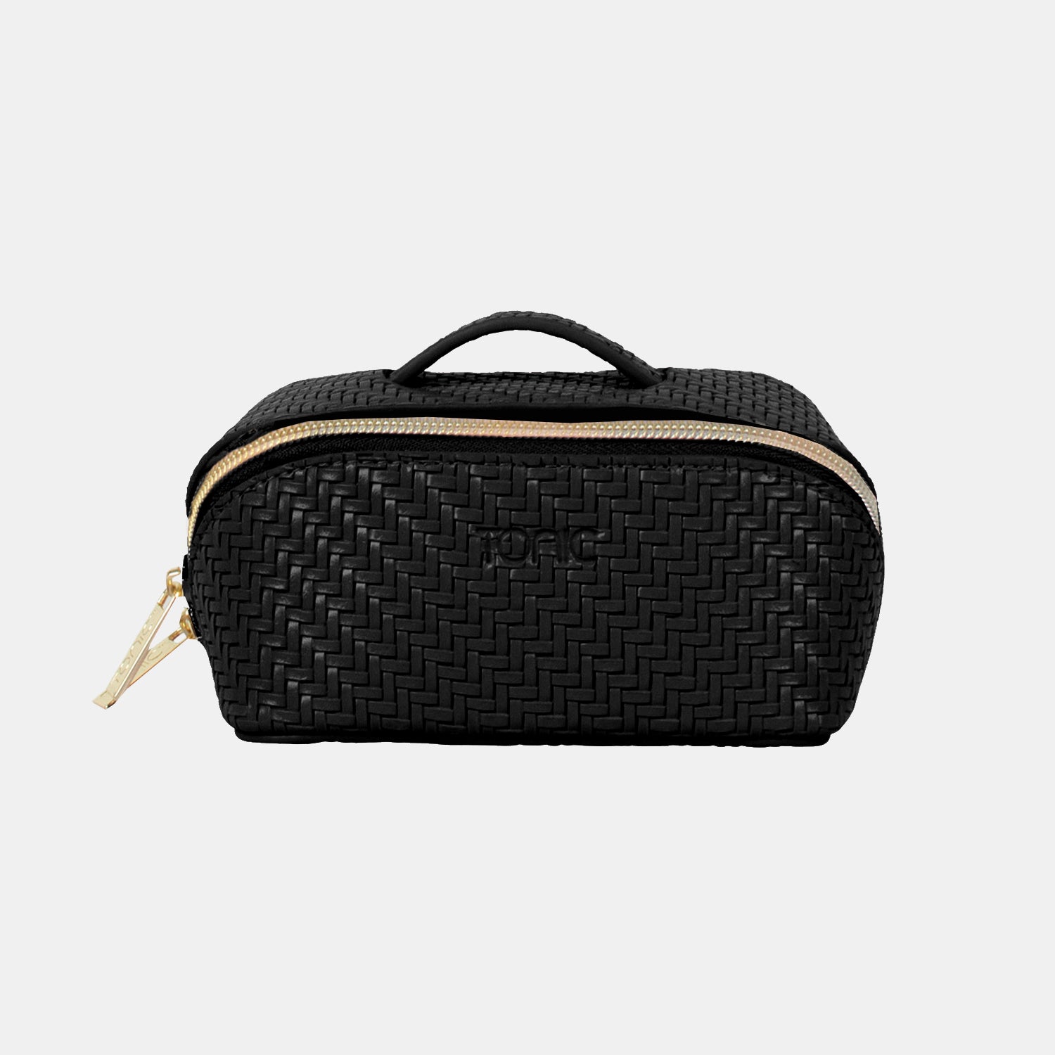 Stylish Small Beauty Bag - Herringbone Licorice Design | Perfect for Travel, Makeup Organizer & Cosmetic Storage