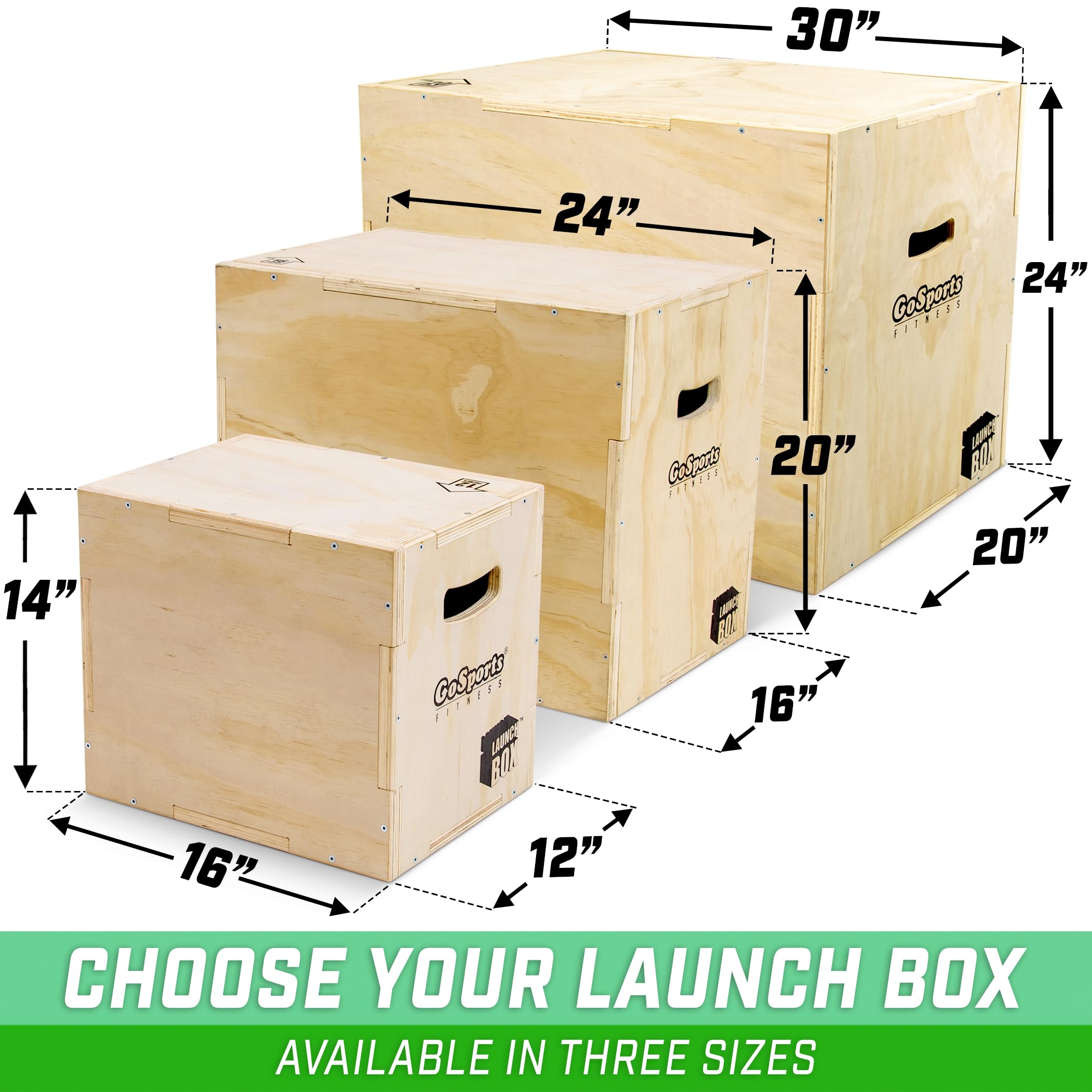 GoSports 3-in-1 Plyometric Jump Box Set - Adjustable Small, Medium & XL Sizes for CrossFit, HIIT & Home Workouts - Perfect for Strength Training, Agility Drills & Cardio Exercises