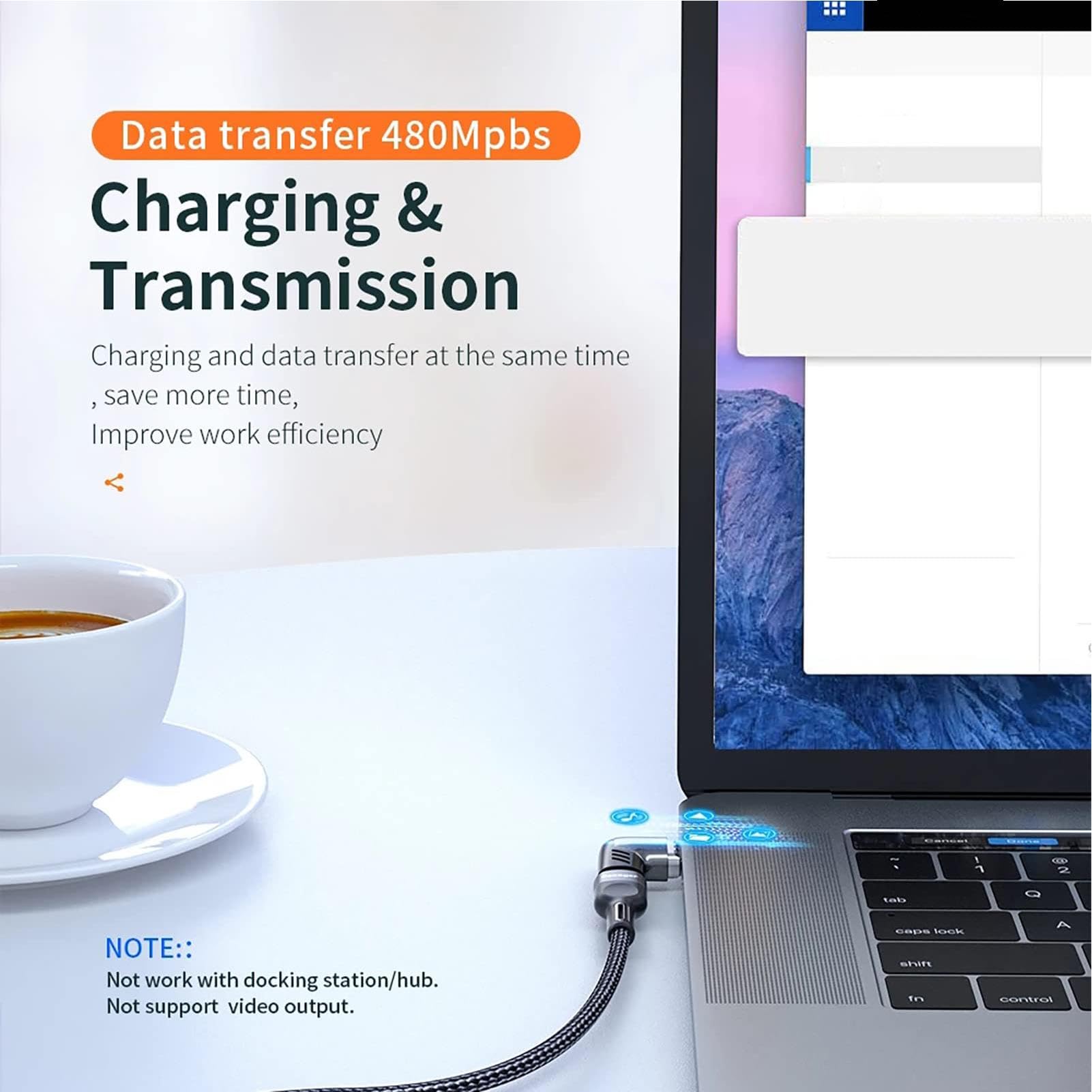 90 Degree Right Angle USB C Magnetic Charger - 120W Fast Charging & 480Mbps High Speed Data Transfer | Durable Magnetic Phone Adapter for iPhone, Samsung, iPad | Perfect for Gaming, Driving & Night Charging