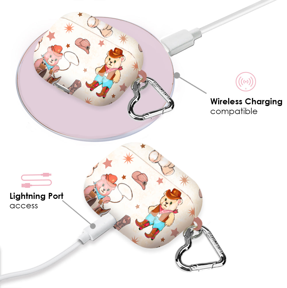 Cowboy Teddy Bear AirPods Case - Cute & Protective Cover for AirPods 1/2/3 & Pro - Perfect for Travel, Gifts & Western Style Accessories