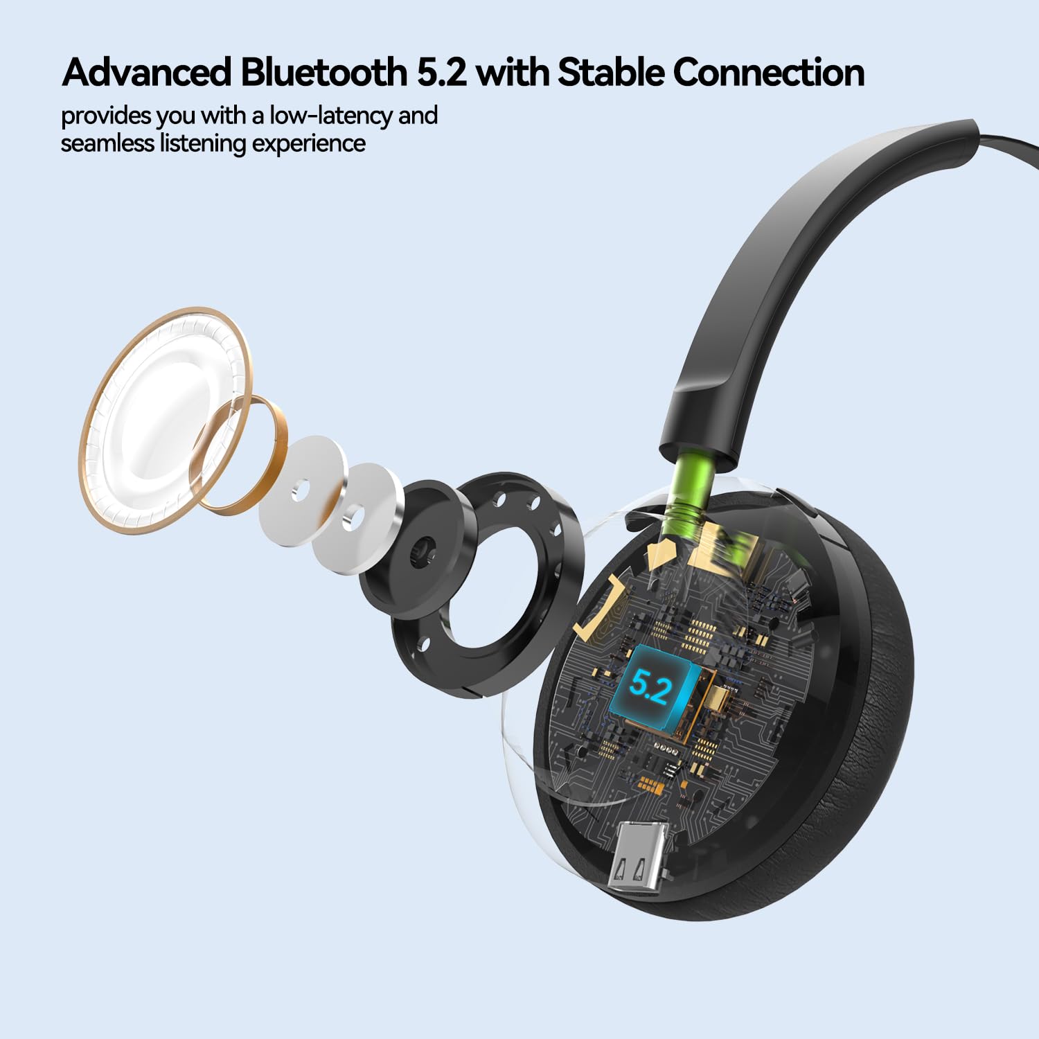AUSDOM Wireless Bluetooth 5.2 Headset with AI Noise Cancelling Microphone - Trucker Headphones with Mute Button, 50 Hours Playtime - Perfect for Call Center, Office Work, Driving & Online Meetings