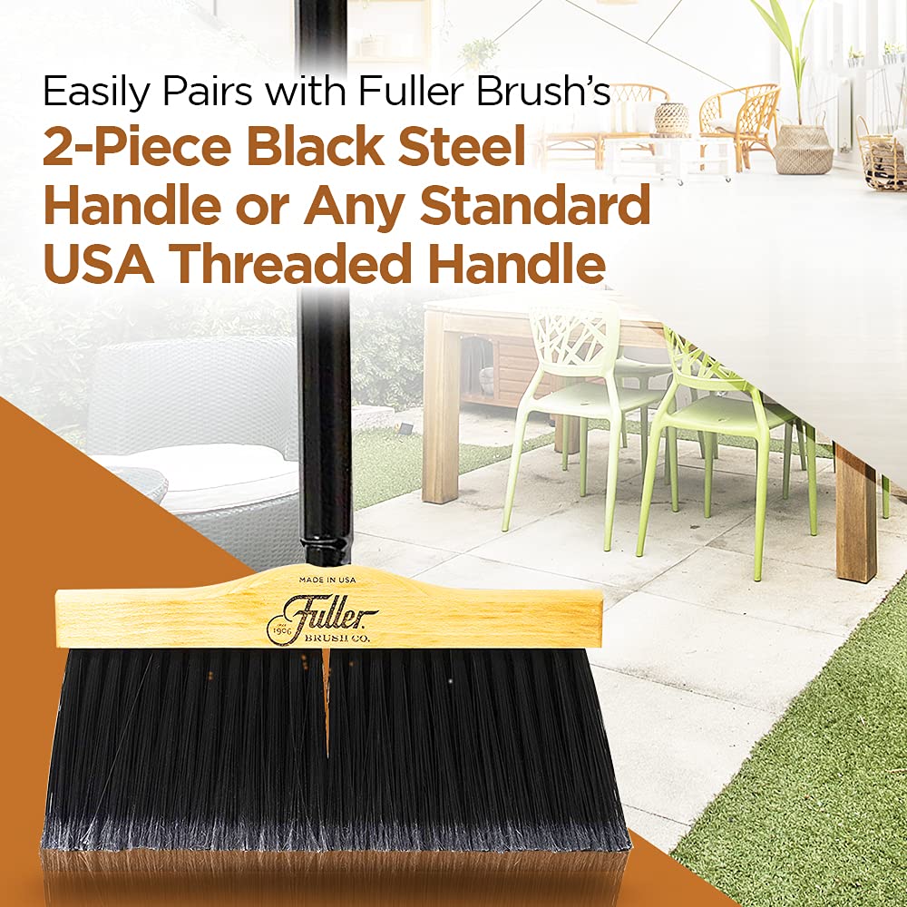 Heavy-Duty Fuller Brush Indoor/Outdoor Broom Head Replacement - Wide Wooden Sweeper with Long Bristles - Fits Standard Handles (2 Sizes) - Perfect for Kitchen Floors, Patio Cleaning & Yard Maintenance