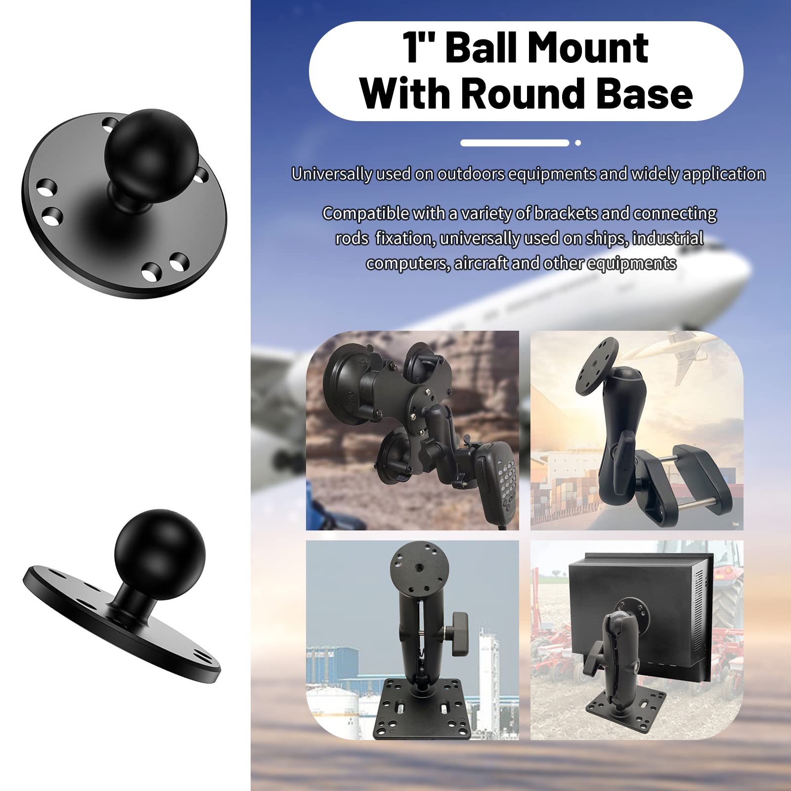 1 Inch Motorcycle Ball Mount - Universal Handlebar Phone Navigation Holder & 360 Sports Camera Bracket - Compatible with GoPro, Smartphones - Perfect for Adventure Riding, Vlogging & Road Trips (1pc)