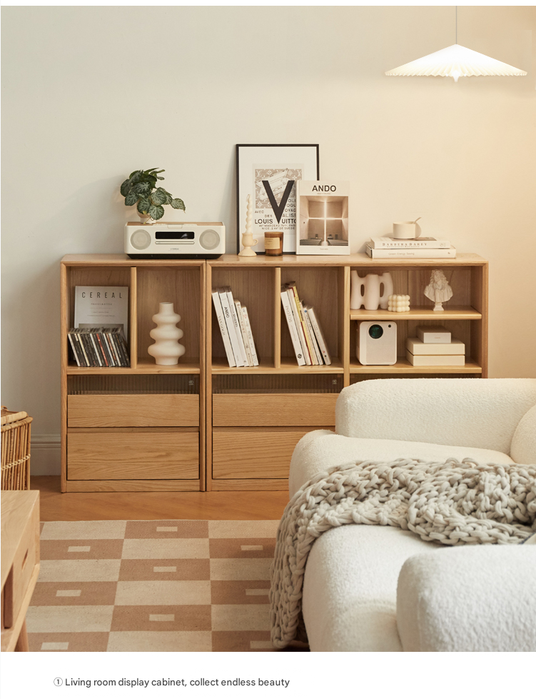 Modern Oak Solid Wood Bookcase - Stylish and Durable Bookshelf for Home Office, Living Room, or Library Storage