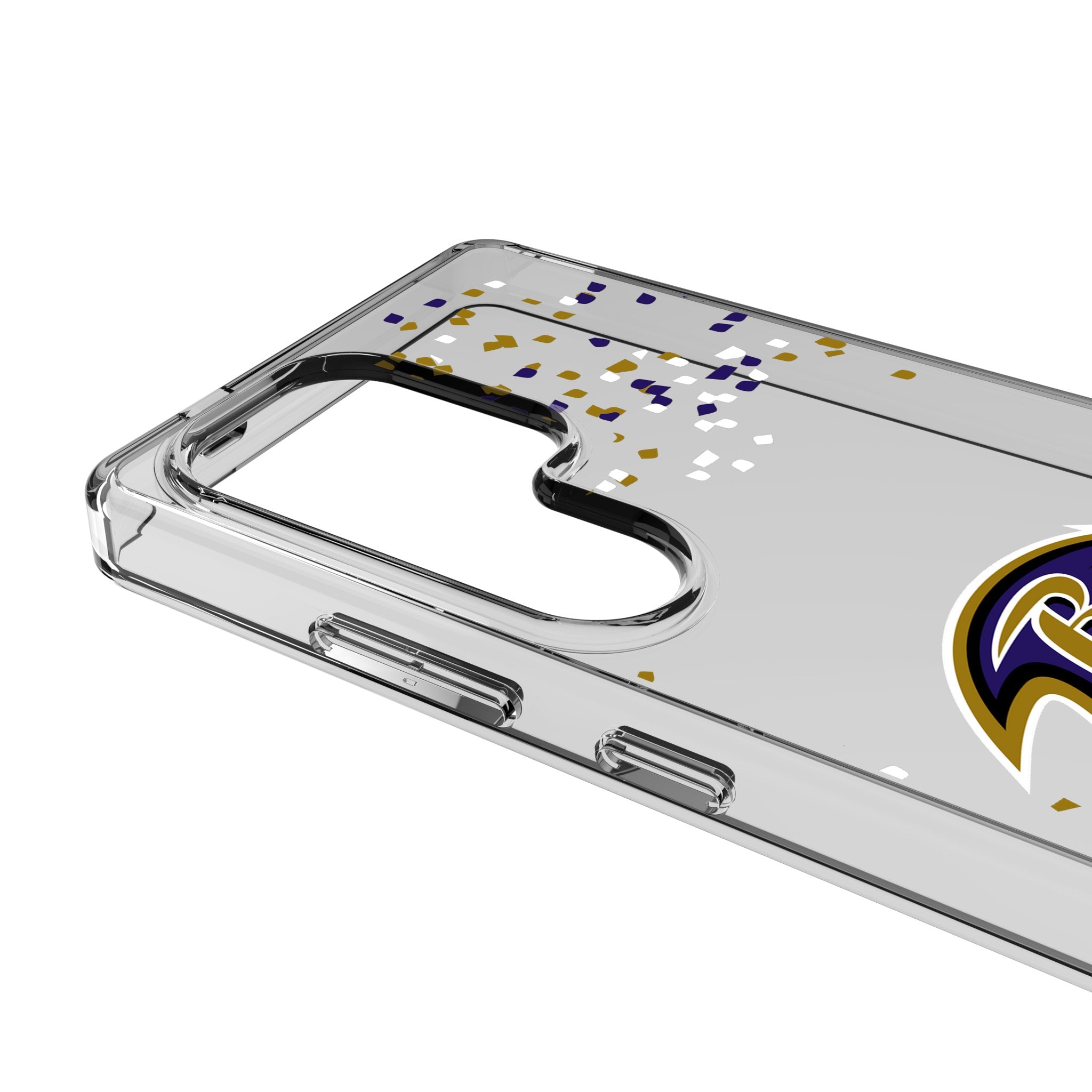 Baltimore Ravens Confetti Clear Phone Case for Samsung Galaxy S21/S22/Ultra - Shatterproof Protective Cover for Football Fans - Perfect for Game Day & Tailgating