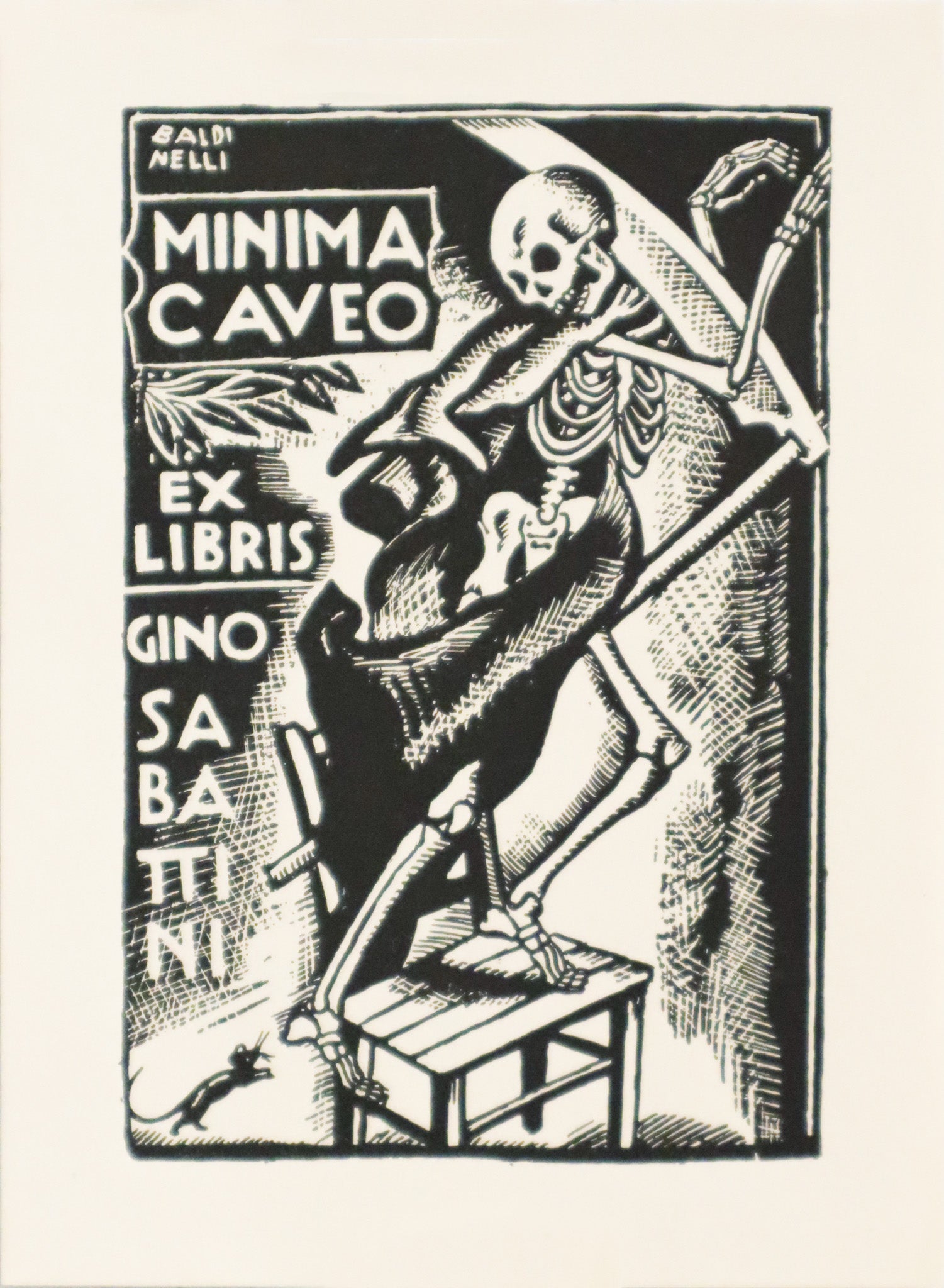 1936 Italian Engraving Bookplate (Ex Libris) - MINIMA CAVEO - Vintage Matte Art Print for Home Decor & Book Collectors | Perfect for Framing, Gift Giving & Antique Collections