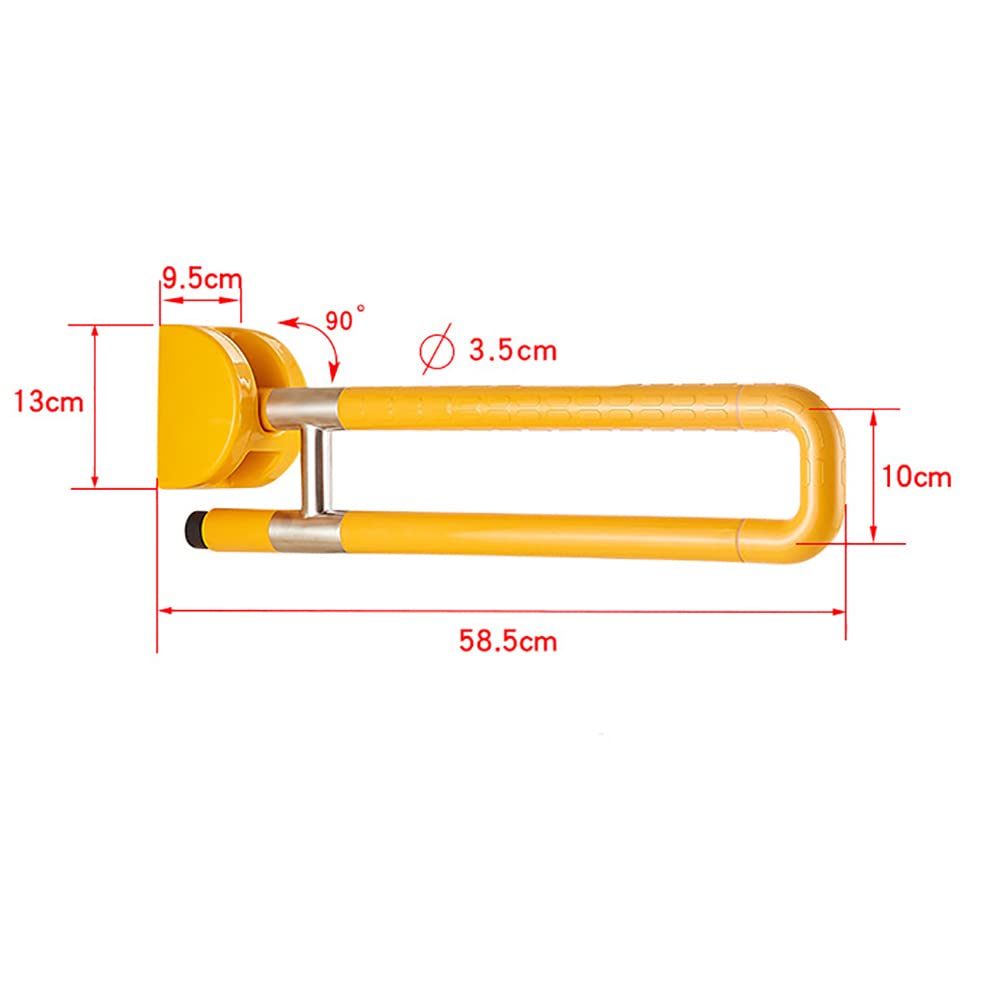 Anti-Slip Shower Grab Bar - 58.5CM Adjustable Bathroom Safety Handle with Luminous Strip (90° Angle) - Ideal for Elderly, Disabled & Mobility Assistance in Showers, Toilets & Wet Areas