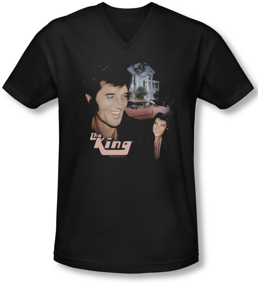 Elvis Presley Home Sweet Home V-Neck T-Shirt for Men - Comfortable Cotton Tee for Casual Wear, Concerts & Retro Style Outfits