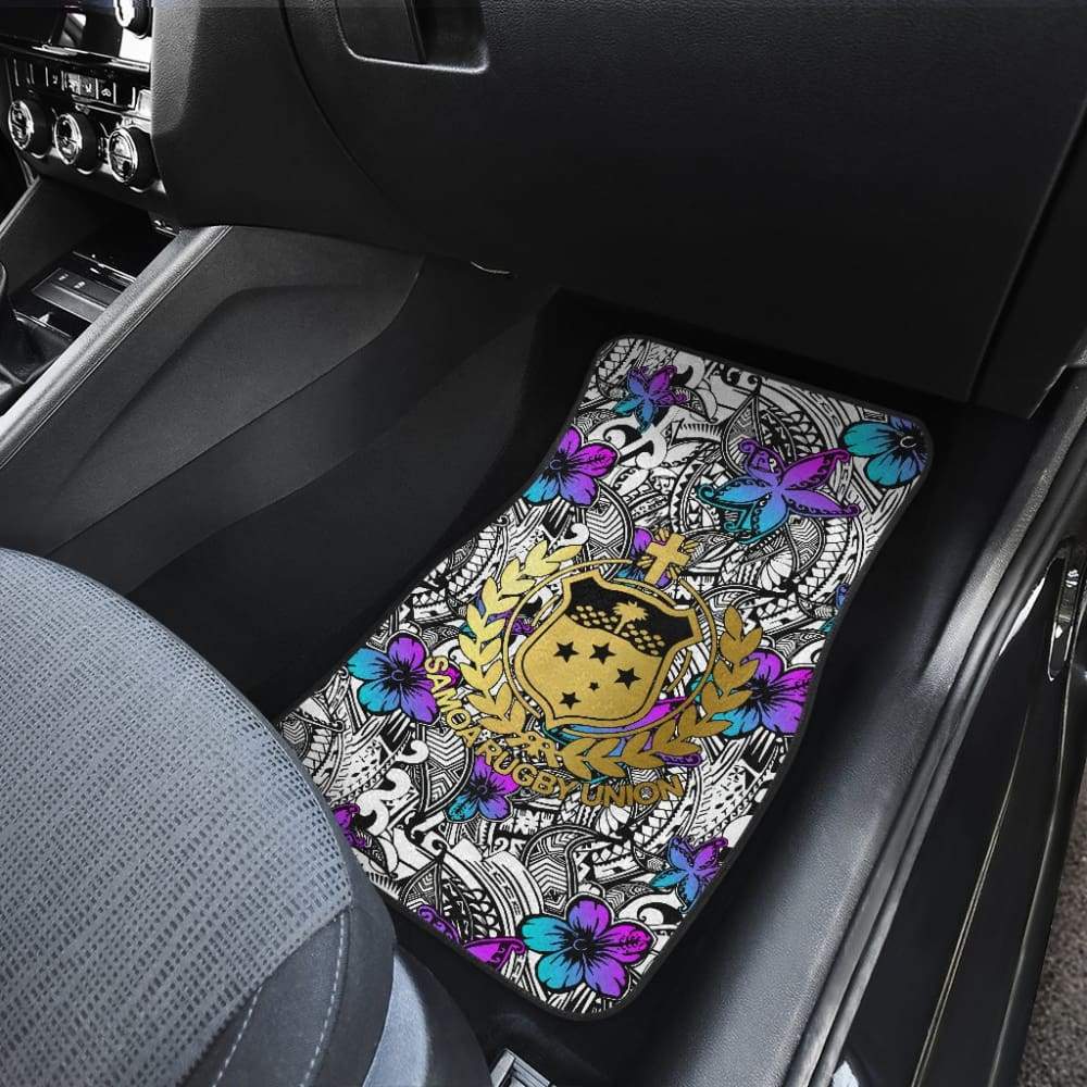 Premium American Samoa Car Floor Mats - Hibiscus Ocean Flower Design (211904) | All-Weather Protection for Sedans, SUVs & Trucks | Non-Slip Durable Auto Accessories