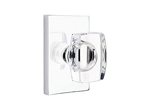 Emtek Privacy Set - Modern Rectangle Rosette & Windsor Crystal Knob in Oil Rubbed Bronze | Elegant Door Hardware for Bedrooms, Bathrooms & Private Spaces