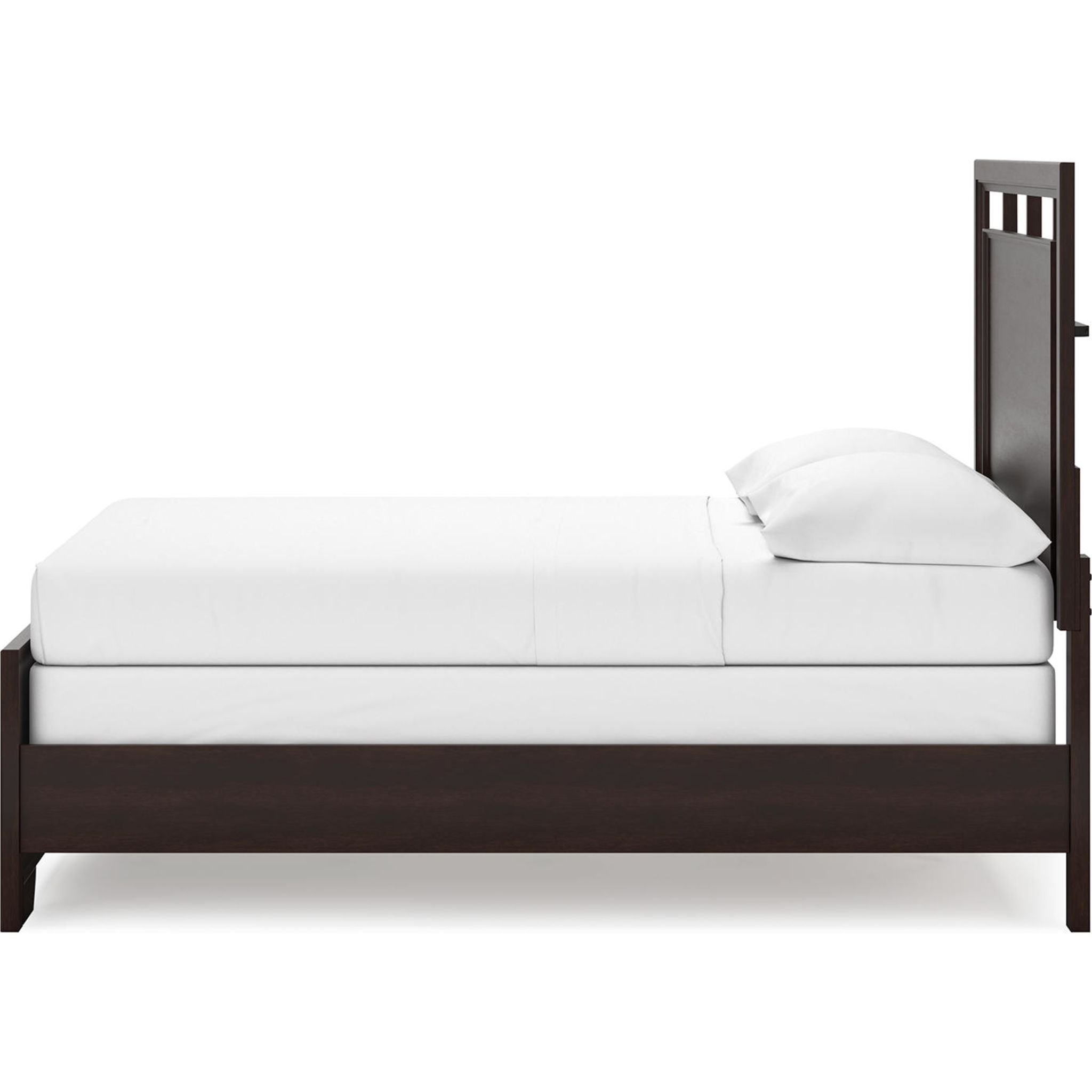 Covetown Full Panel Bed in Dark Brown - Modern Wooden Bed Frame for Master Bedroom & Guest Room