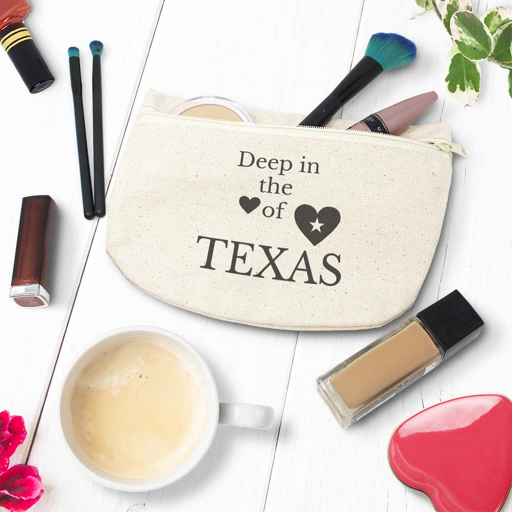 Custom Canvas Makeup Bag - Texas Country Style School & Office Supplies Pencil Tote Pouch 9x6 Inches Natural Design - Perfect for Travel, Cosmetics Storage & Everyday Use