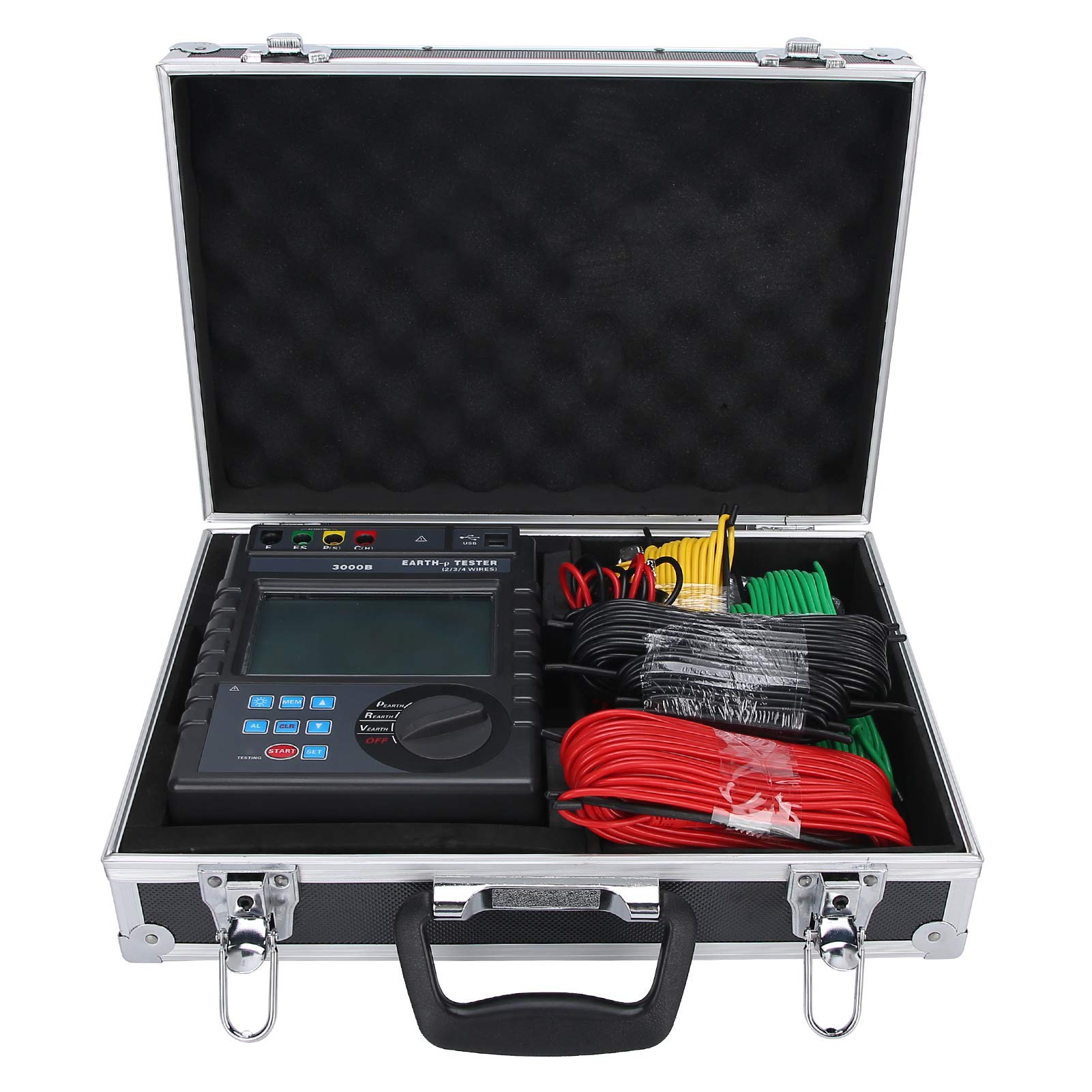 0-9000kΩm Digital Soil Resistivity Meter - 2/3/4 Pole Earth Resistance Tester for Soil Resistivity, Ground Voltage & AC Voltage Measurement | Perfect for Electrical Engineering, Agriculture & Construction Site Testing