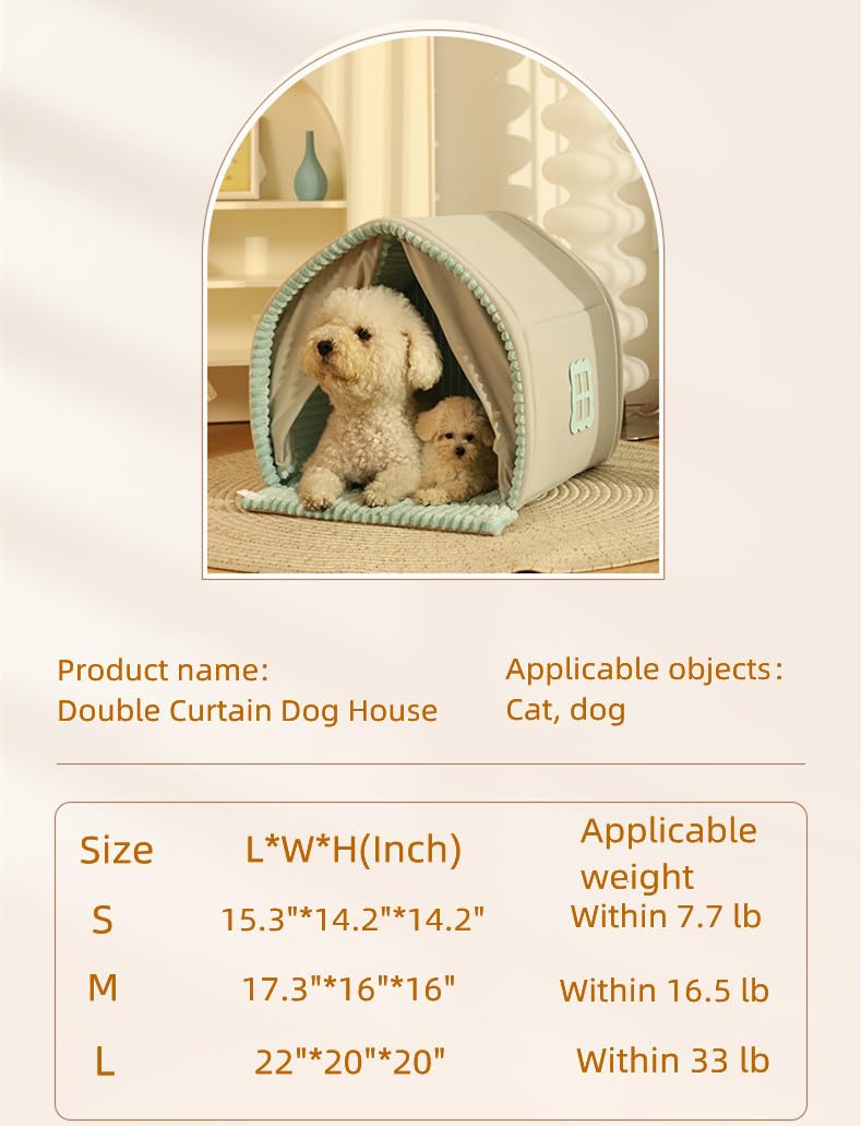 Insulated Fully Enclosed Dog House - Weatherproof Indoor Pet Tent for Dogs & Cats | Cozy Winter Shelter for Small to Medium Pets