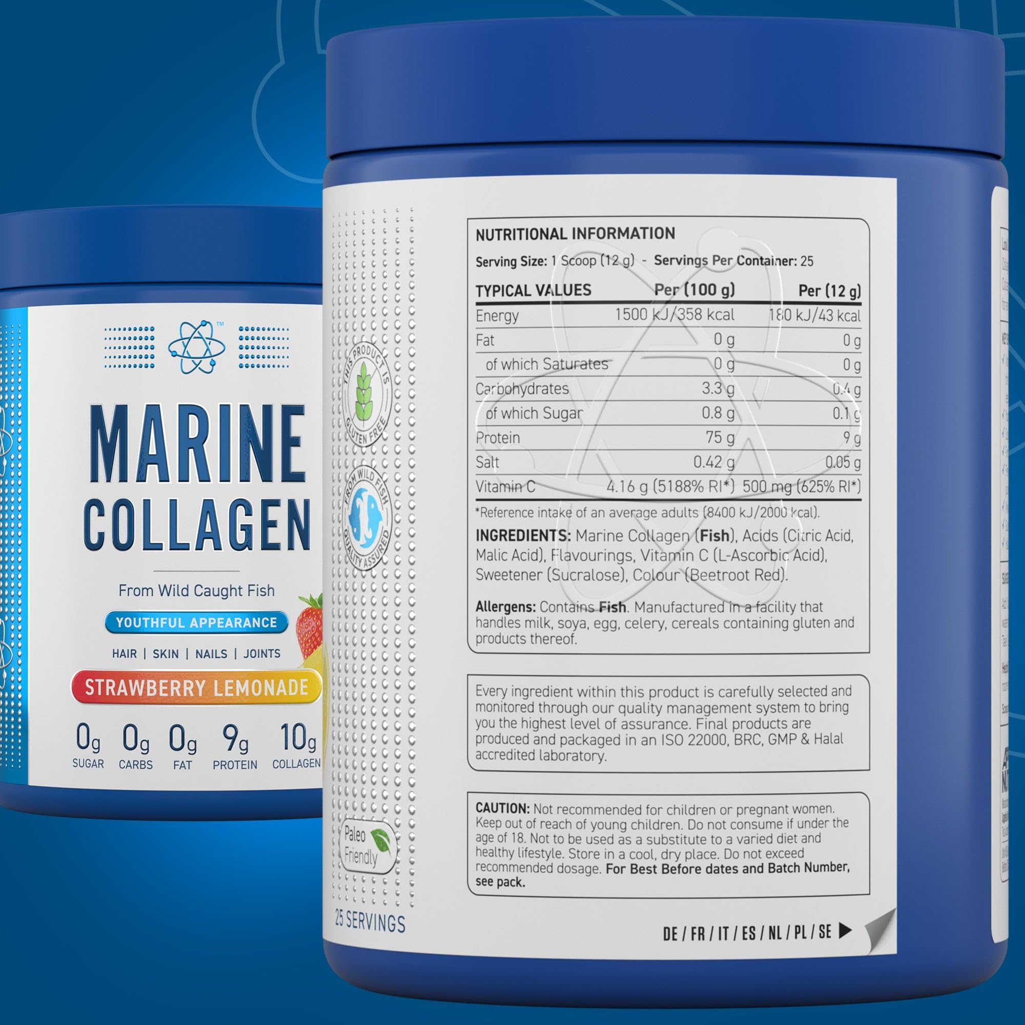 Applied Nutrition Flavored Marine Collagen Powder 300g - Supports Skin, Hair & Joint Health - Ideal for Smoothies, Coffee & Baking