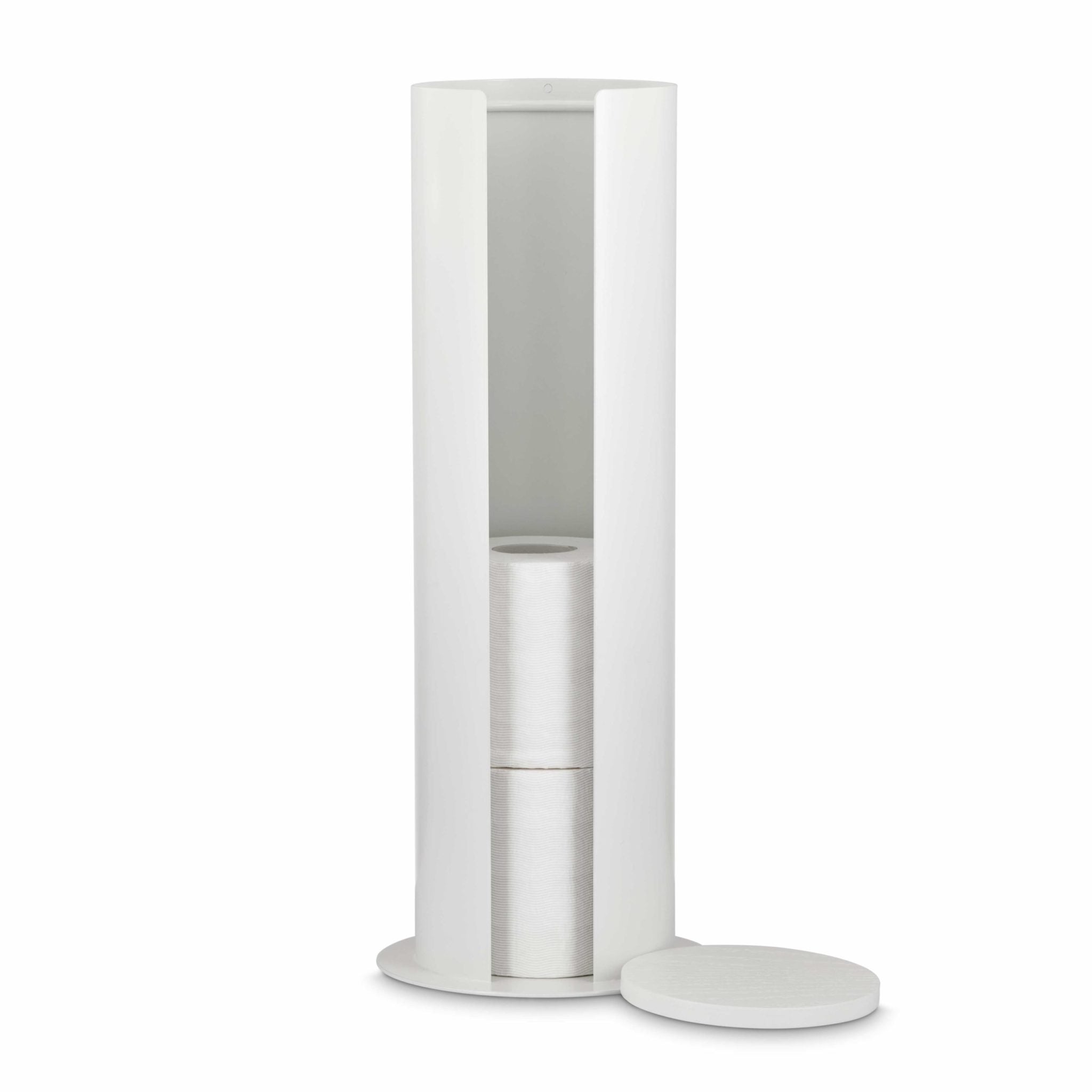 DESIGNSTUFF White Toilet Paper Holder - Bathroom Storage Organizer for Rolls, Perfect for Home & Office Use