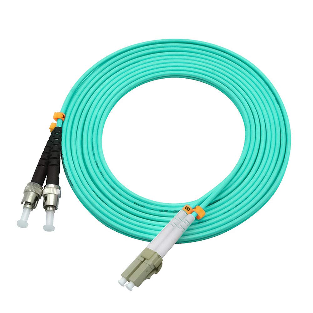 10G OM3 Multimode Fiber Optic Patch Cable LC to ST Duplex 50/125 - 100 Meters (328ft) - High-Speed Data Transmission for Data Centers, Server Rooms & Network Installations