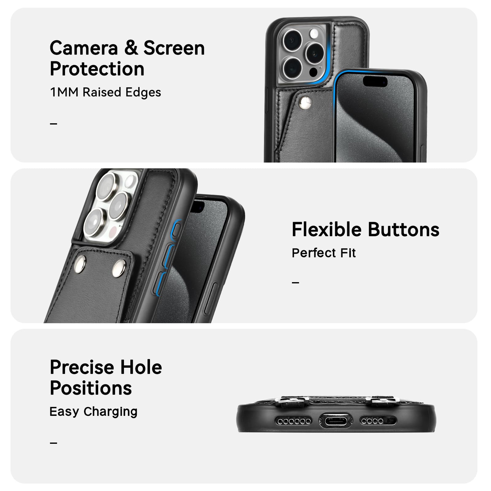 Premium Leather Wallet Phone Case for iPhone 15 Pro Max 6.7