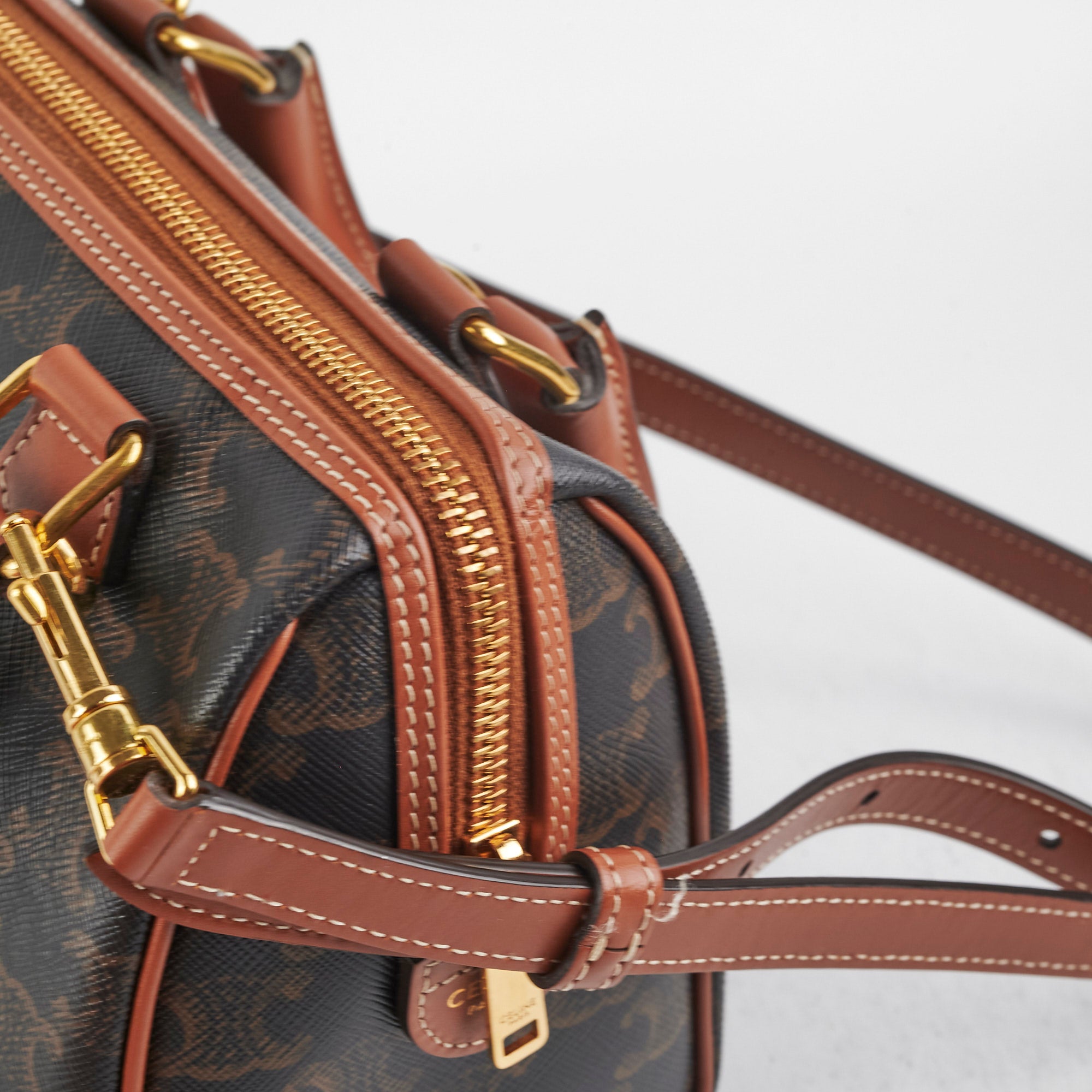 Celine Small Boston Triomphe Leather Bag - Luxury Crossbody Handbag for Women, Perfect for Work, Travel & Everyday Use
