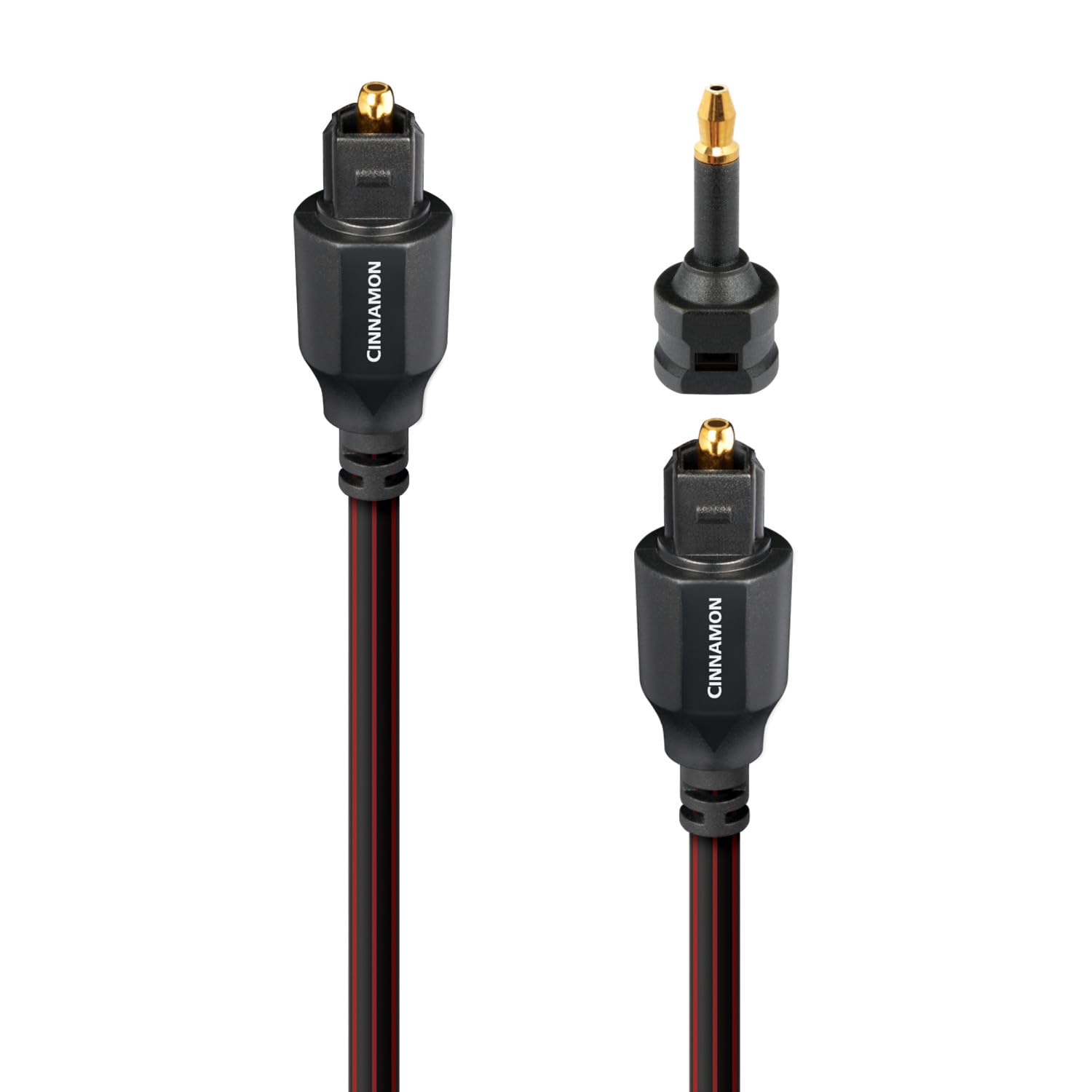 AudioQuest 5m Cinnamon Optical Toslink Digital Audio Cable with Mini-Adapter - High-Speed Fiber Optic Cable for Home Theater, Soundbar, TV, Gaming & Hi-Fi Systems