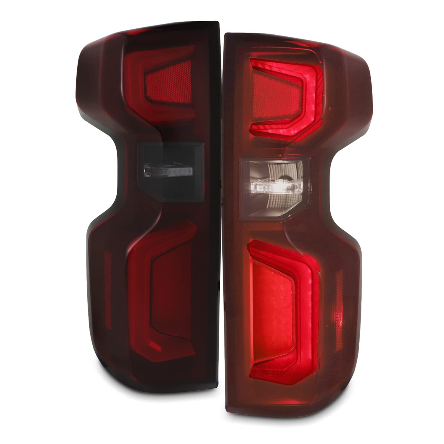 AKKON LED Dark Red Tail Lights Brake Lamp Pair for 2019-2022 Chevy Silverado 1500 (Driver & Passenger Side) - Upgrade Replacement for Incandescent Lights - Perfect for Night Driving & Enhanced Safety