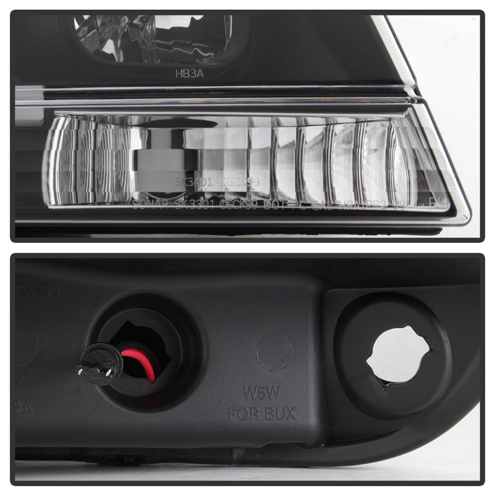 99-04 Jeep Grand Cherokee LED Tube DRL Headlights - Black/Clear Lens for Enhanced Visibility & Style | Perfect for Off-Roading & Night Driving