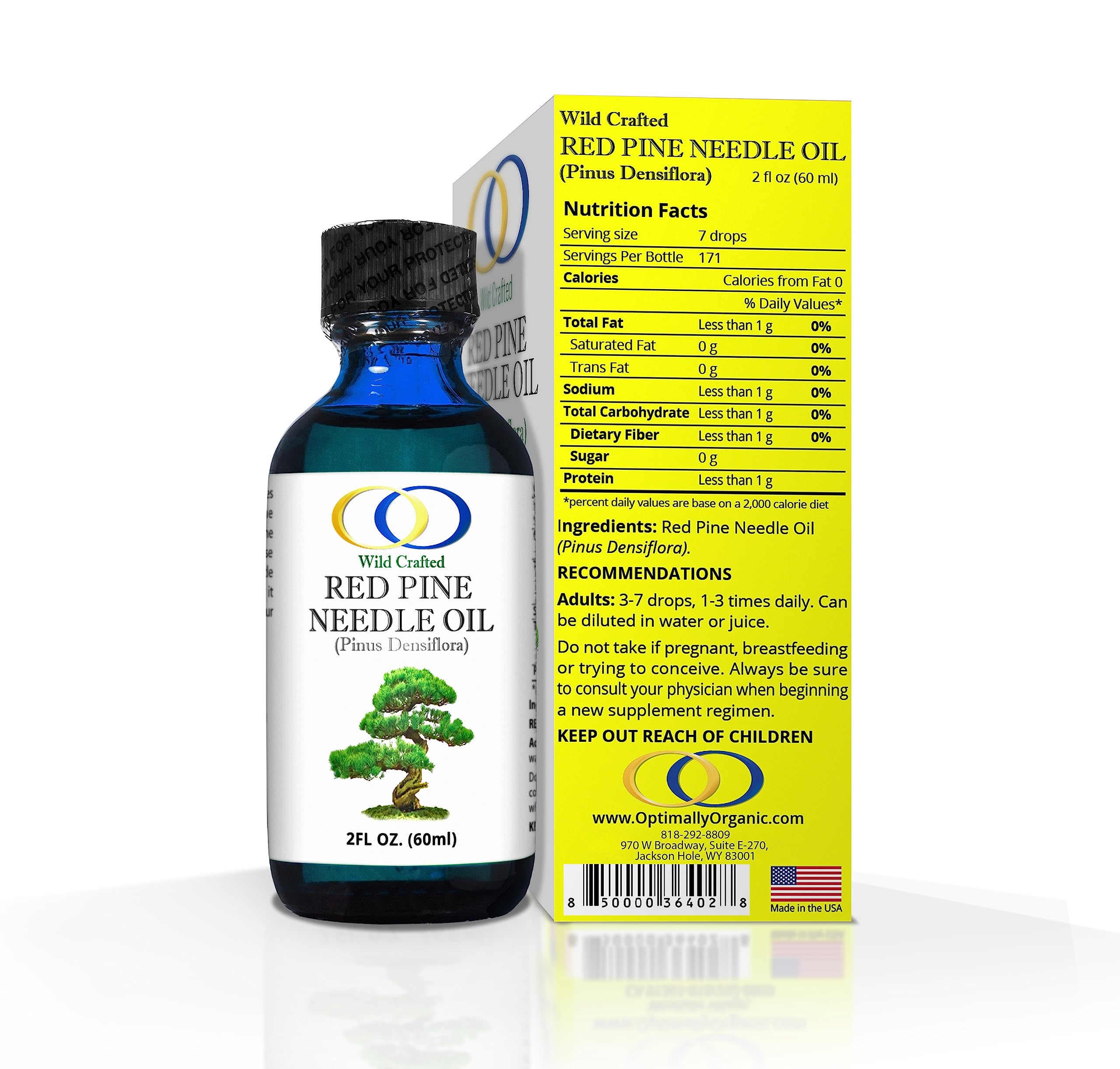 Optimally Organic Red Pine Needle Oil 2oz - Natural Immune Booster with BioActive Compounds for Cell & DNA Support - 1290 Drops (3-7 Drops per Dose) - Vegan, Non-GMO Longevity Supplement - Perfect for Daily Wellness & Immune System Support